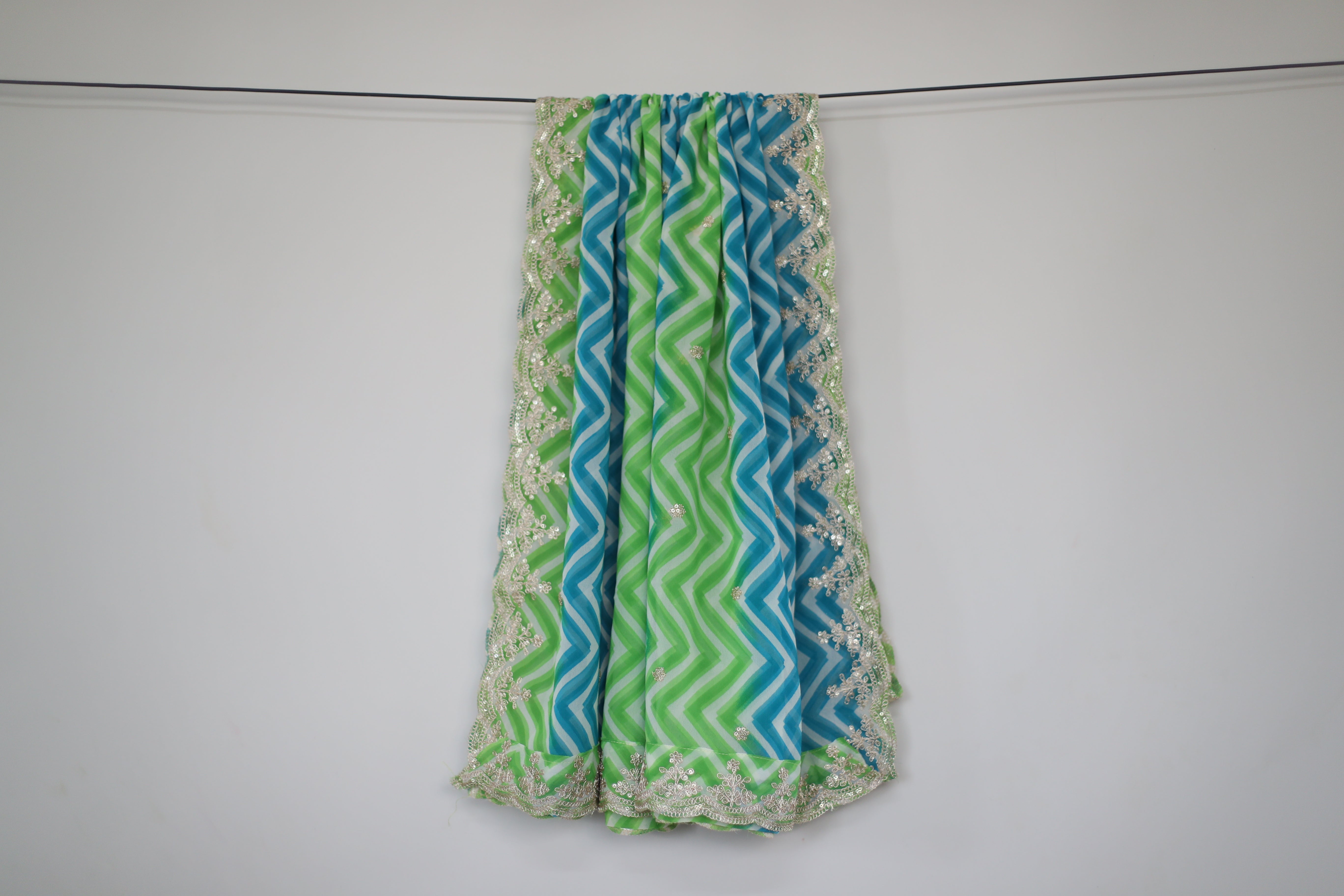 Vintage Georgette Lehariya Dupatta - Blue