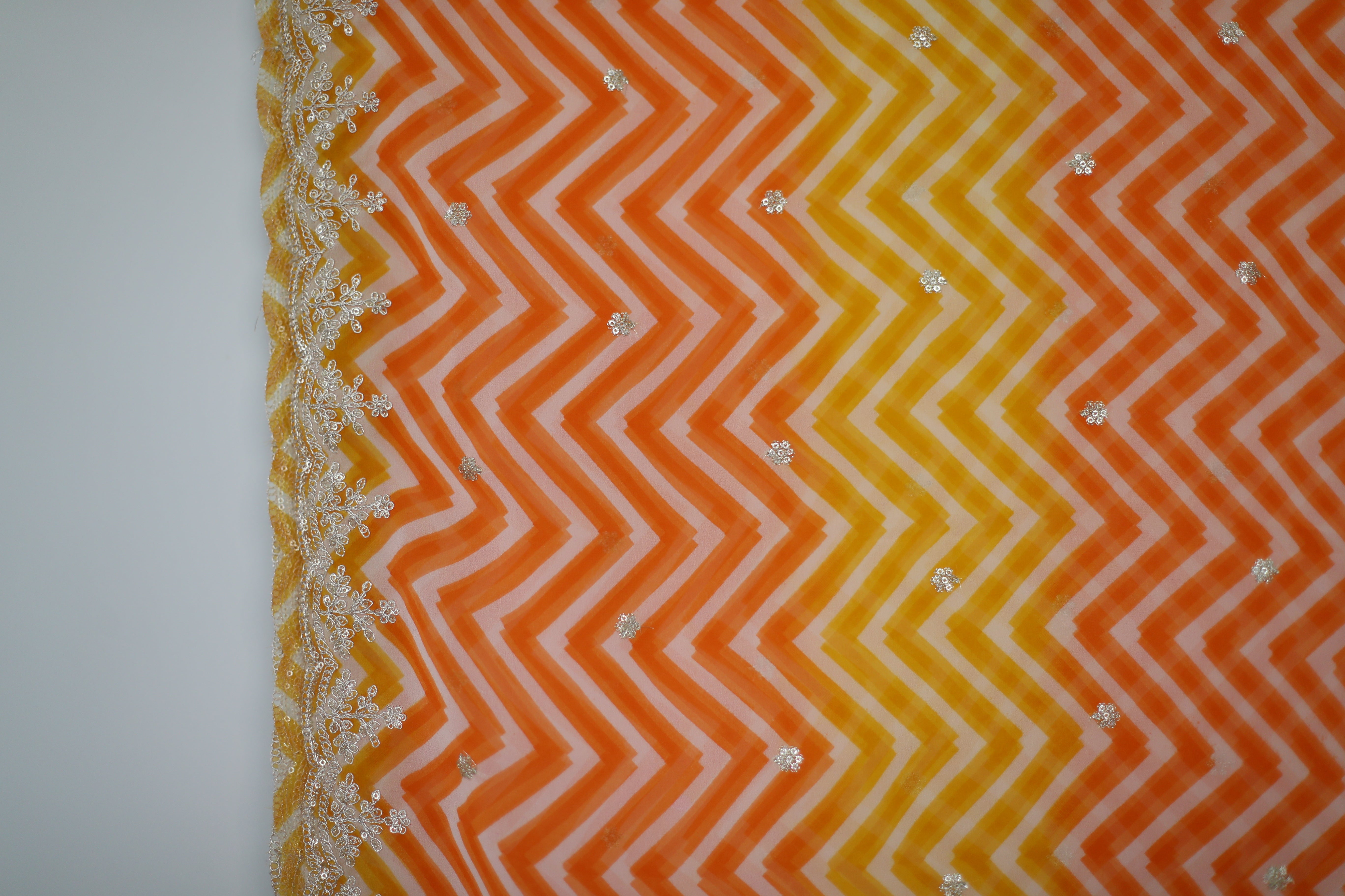 Vintage Georgette Lehariya Dupatta - Yellow