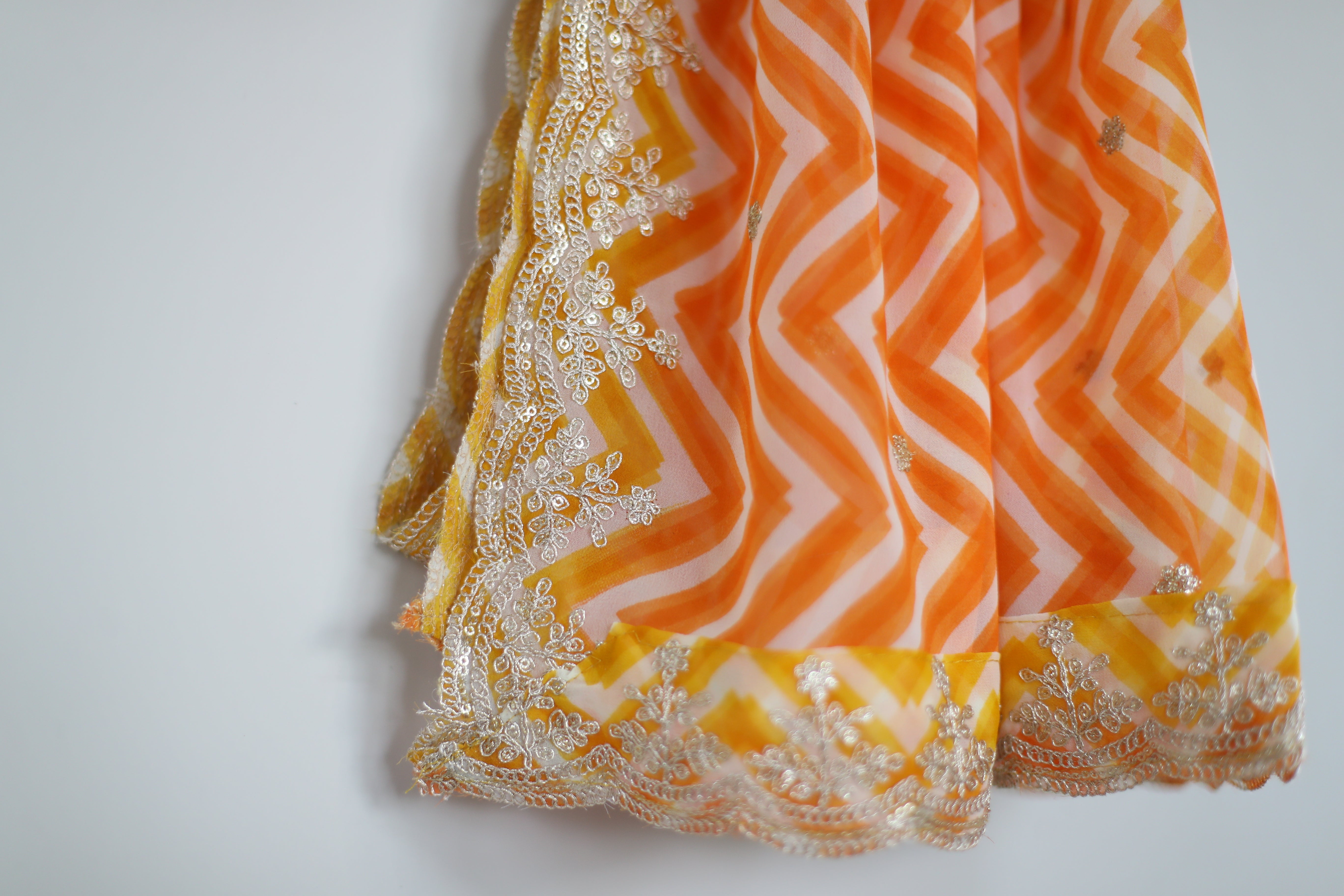 Vintage Georgette Lehariya Dupatta - Yellow