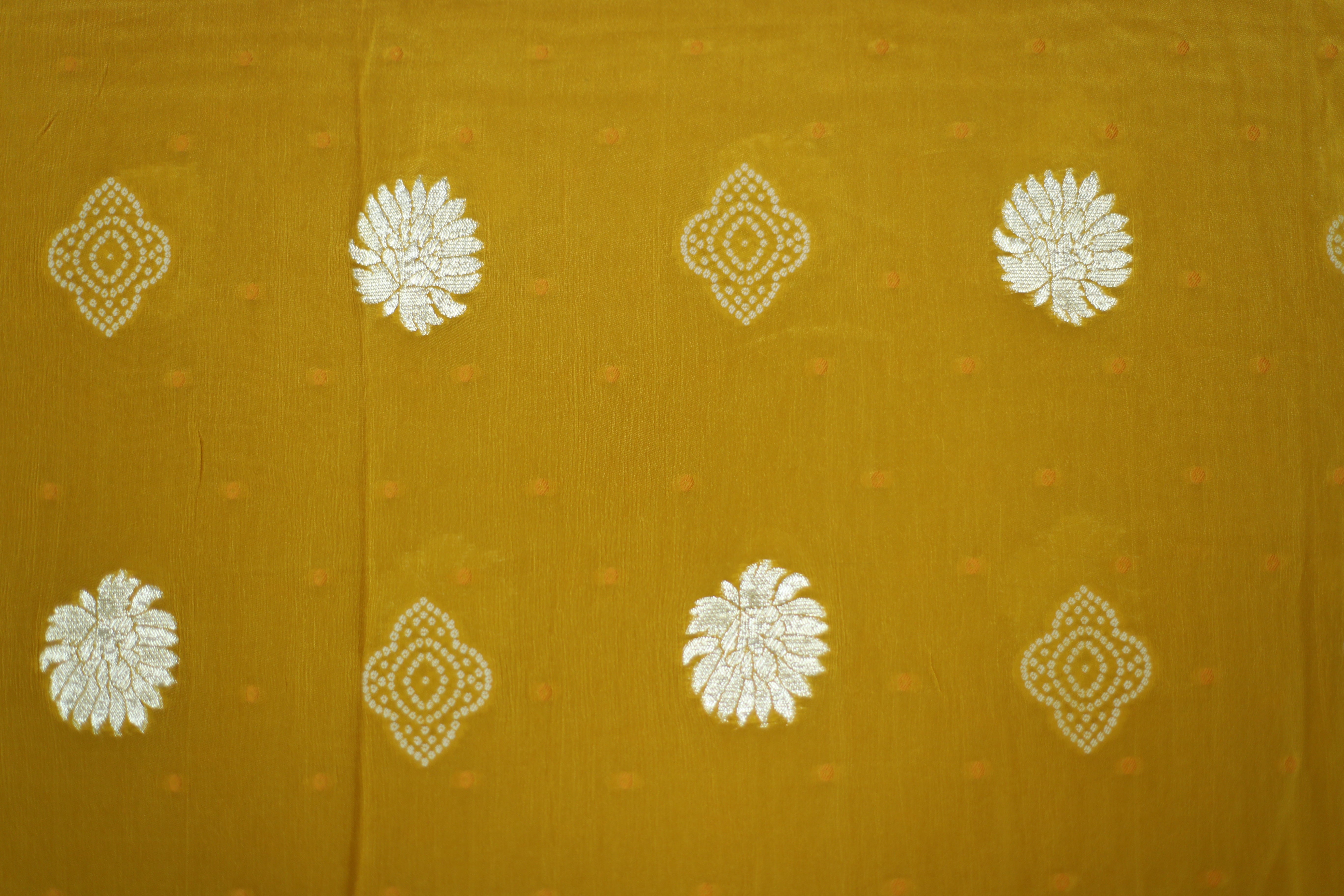 Pure Chinon Bandhini Banarasi Dupatta - Yellow