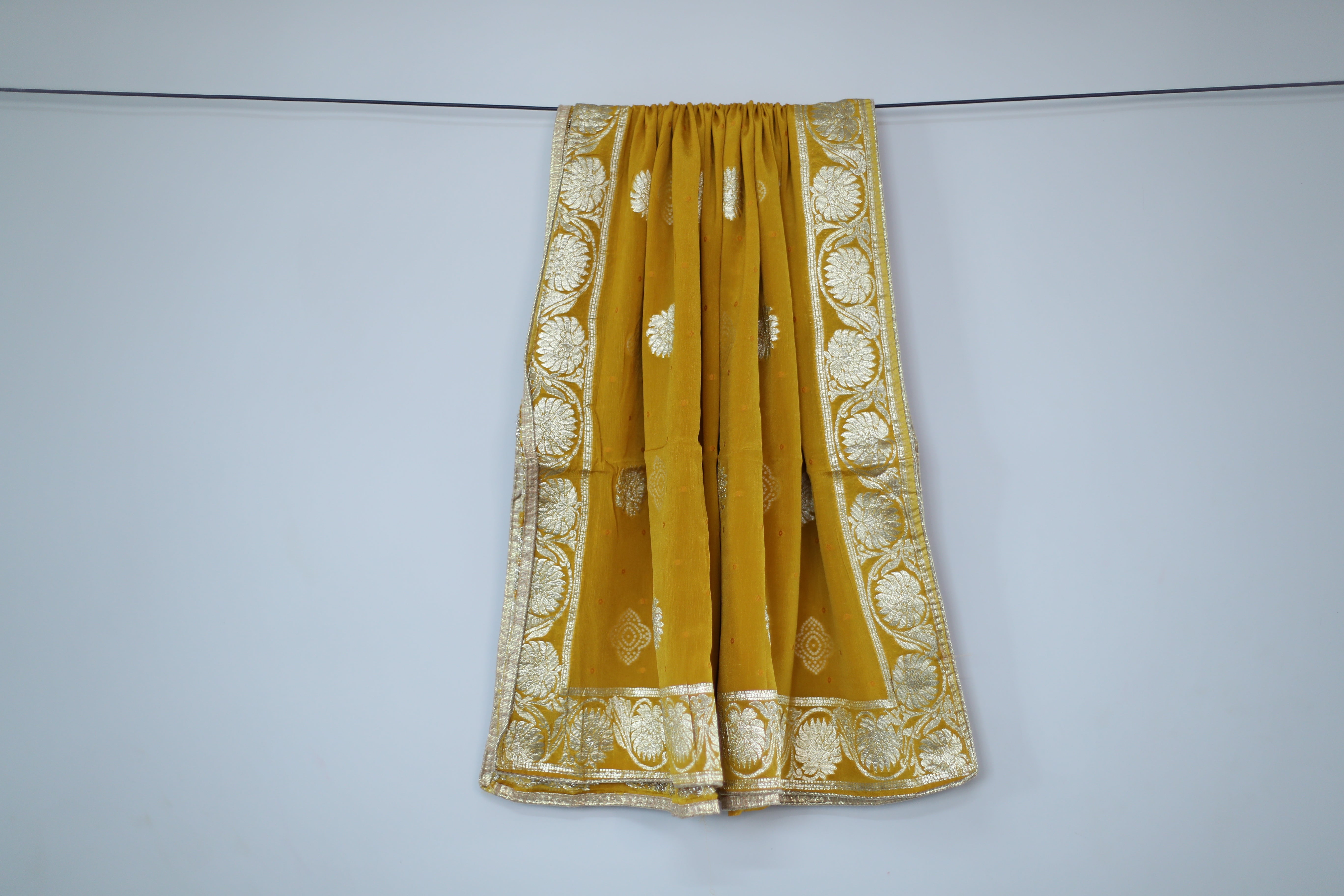 Pure Chinon Bandhini Banarasi Dupatta - Yellow