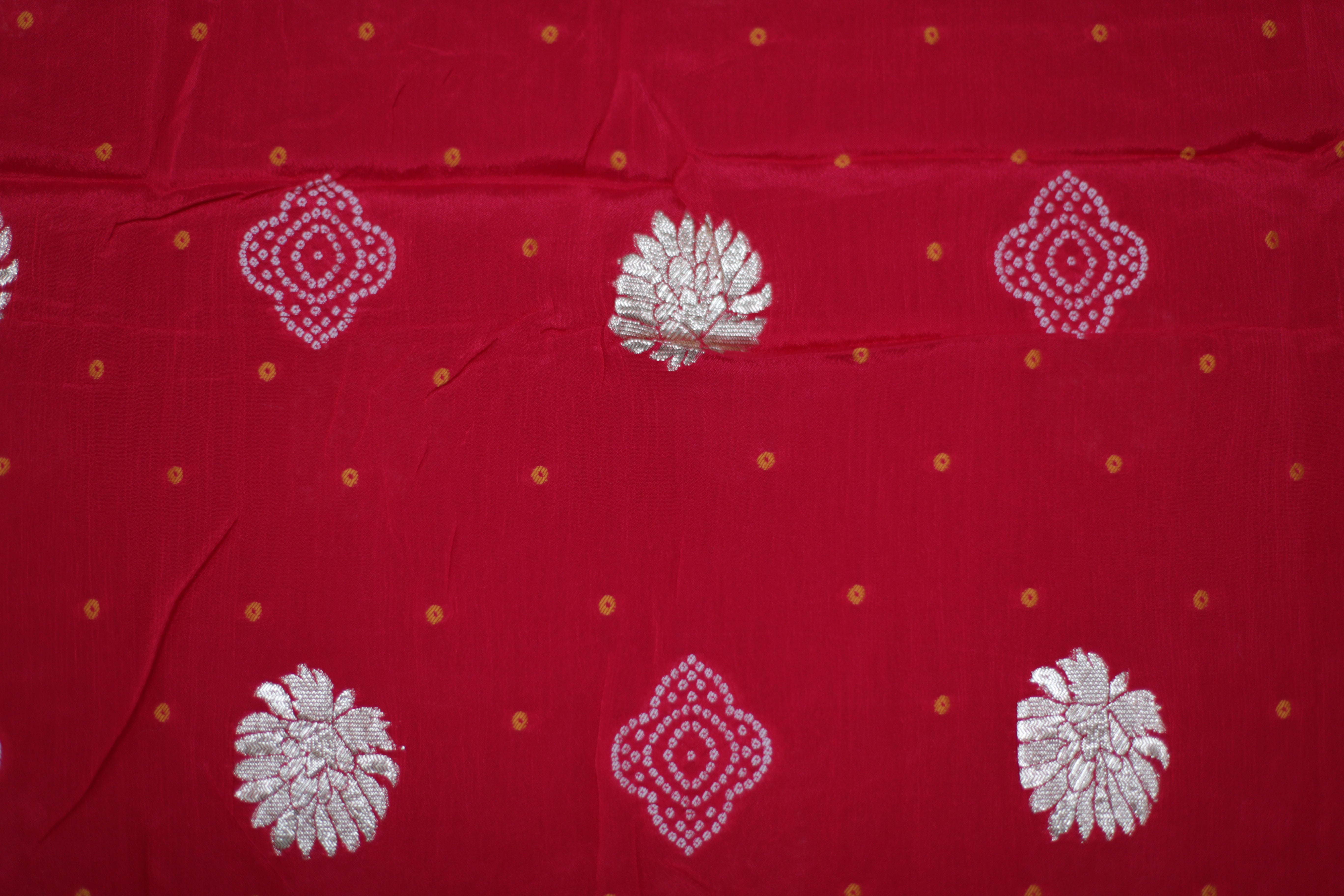 Pure Chinon Bandhini Banarasi Dupatta - Cherry Rani