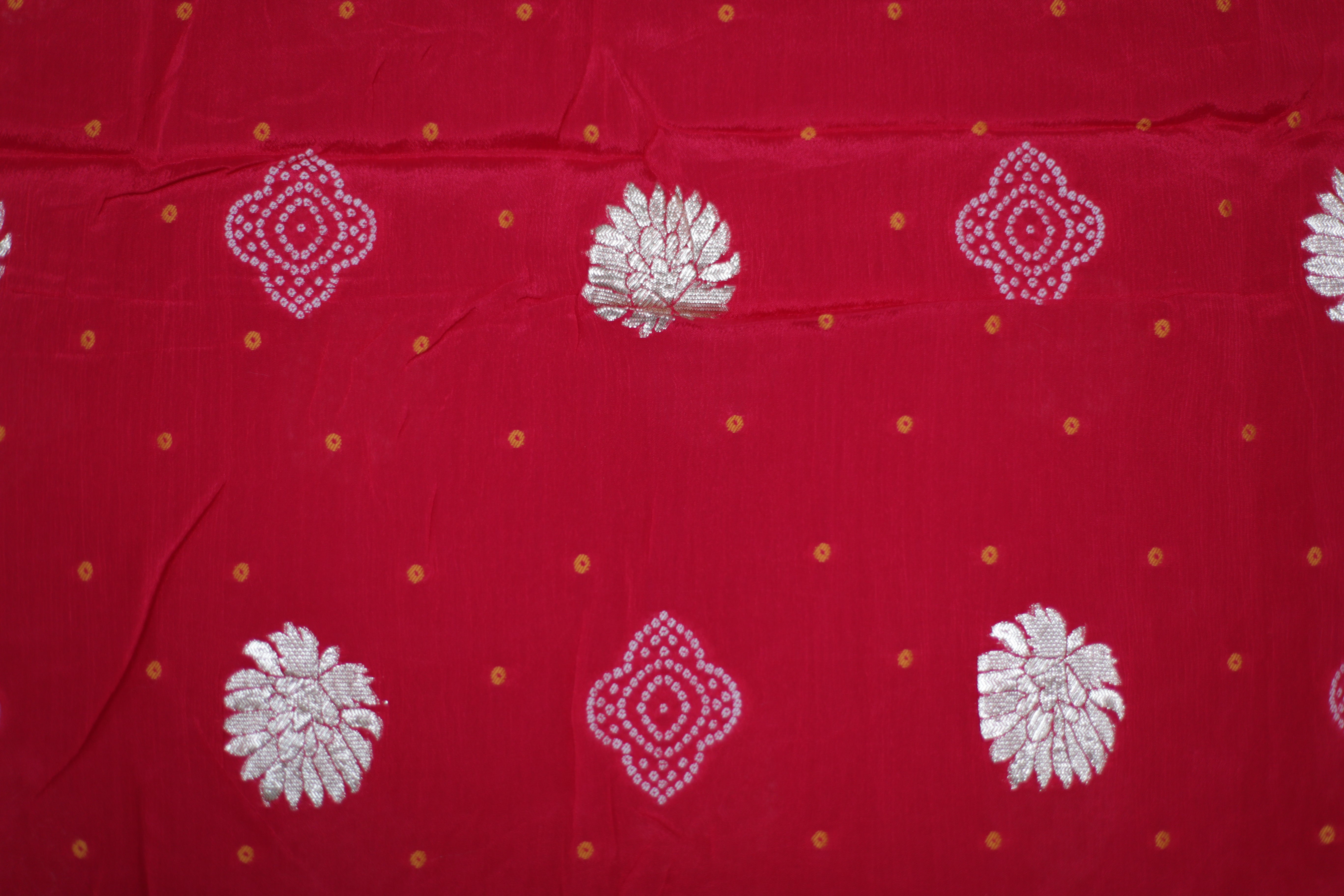Pure Chinon Bandhini Banarasi Dupatta - Cherry Rani