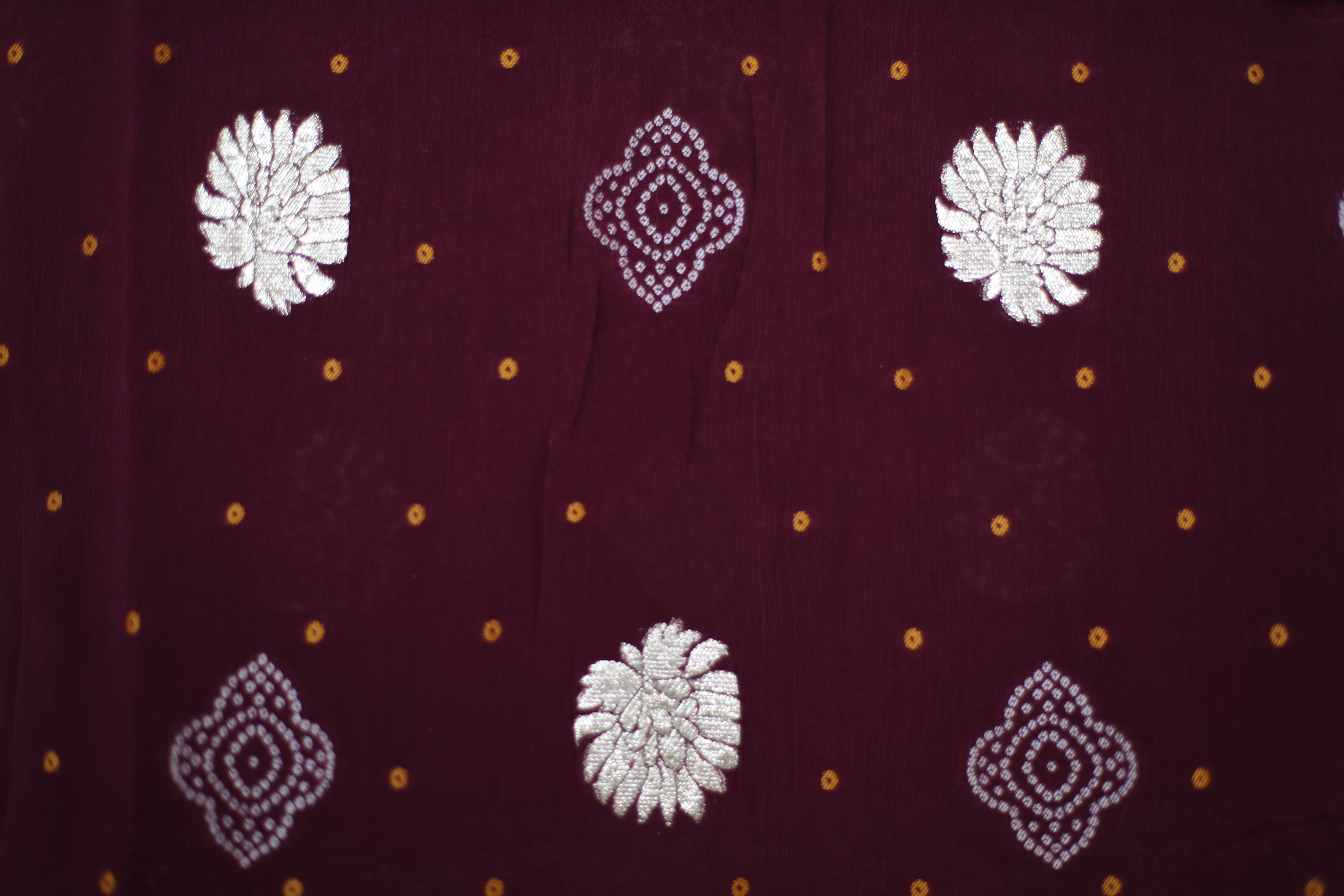 Pure Chinon Bandhini Banarasi Dupatta - Wine