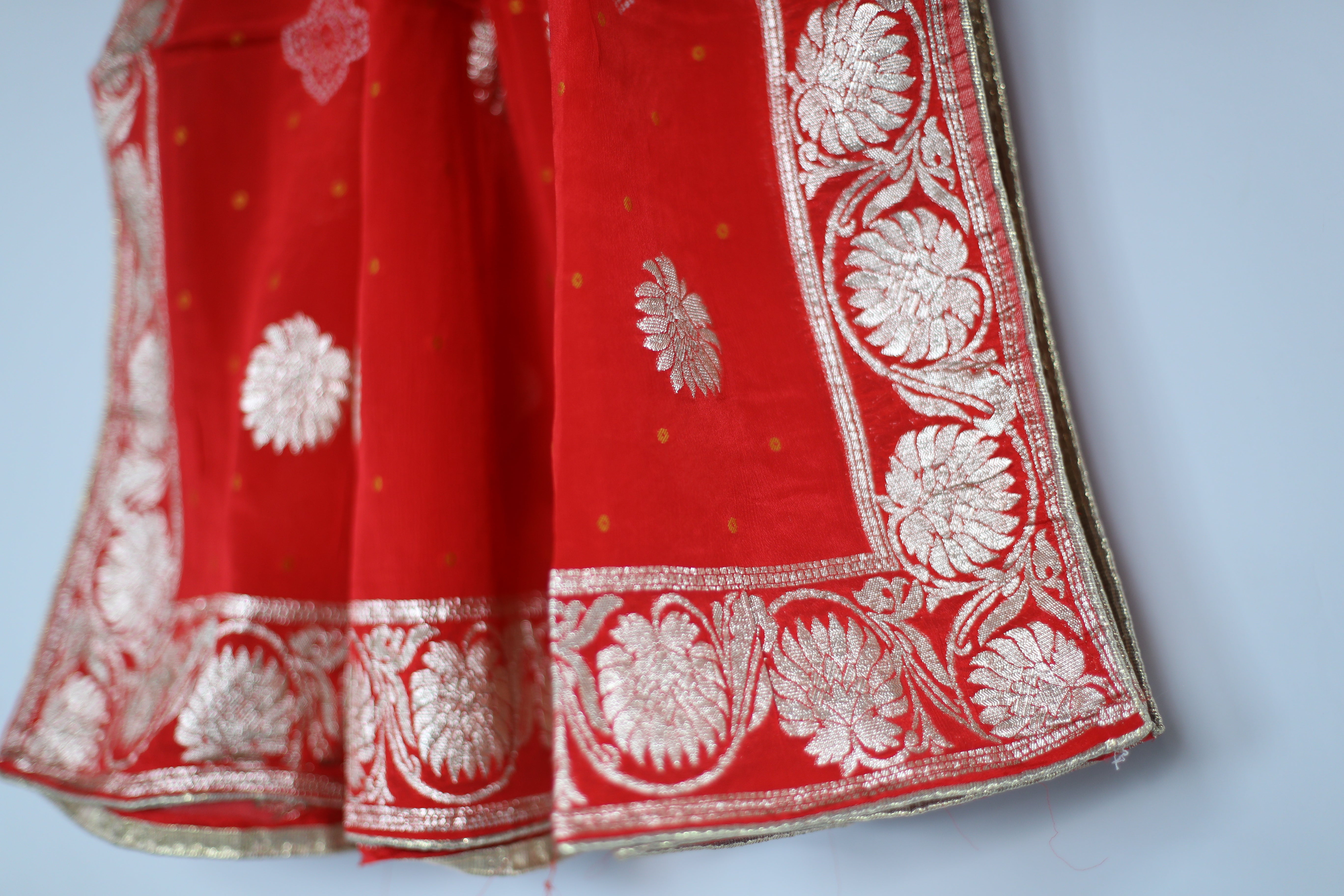 Pure Chinon Bandhini Banarasi Dupatta - Red