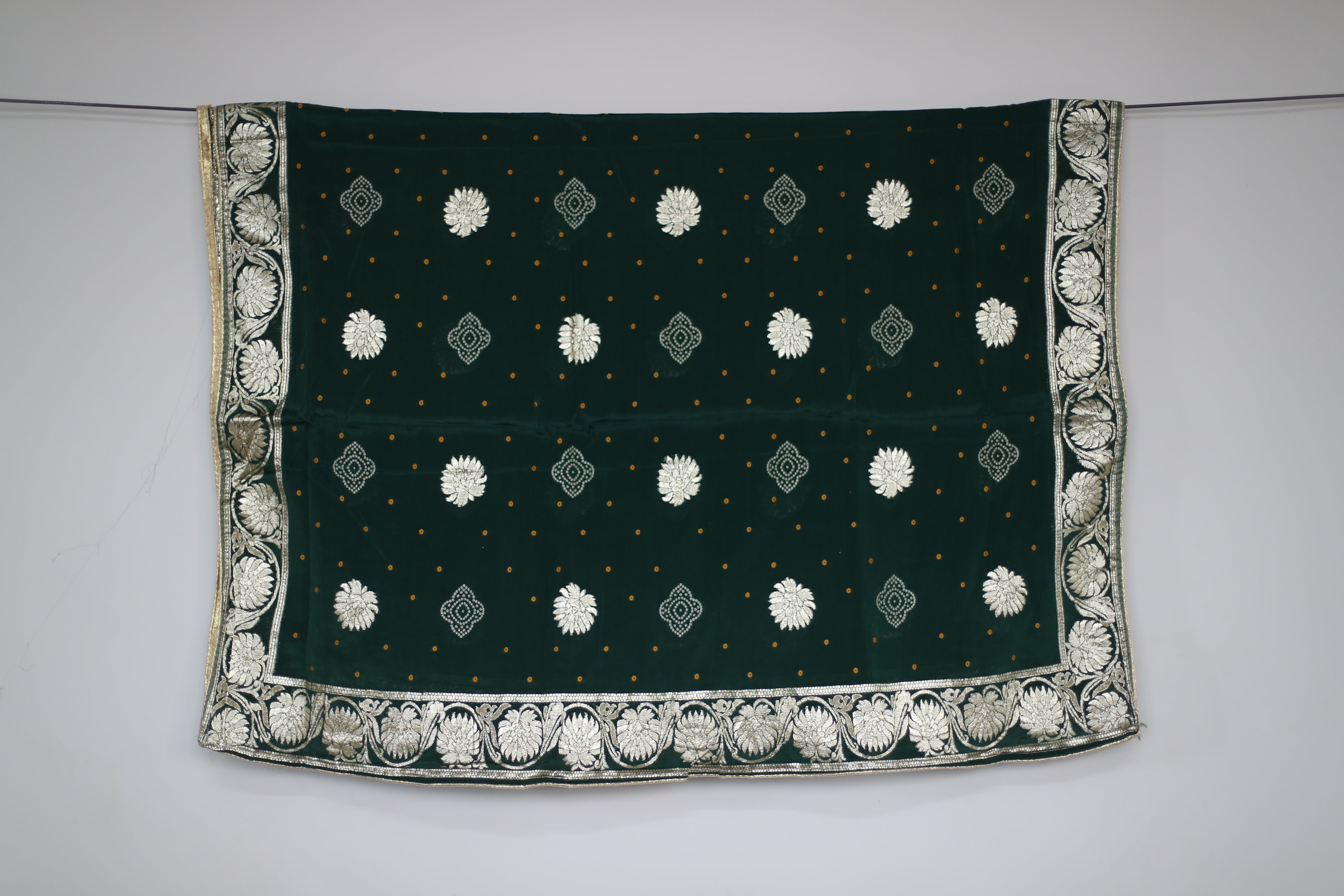 Pure Chinon Bandhini Banarasi Dupatta - Green