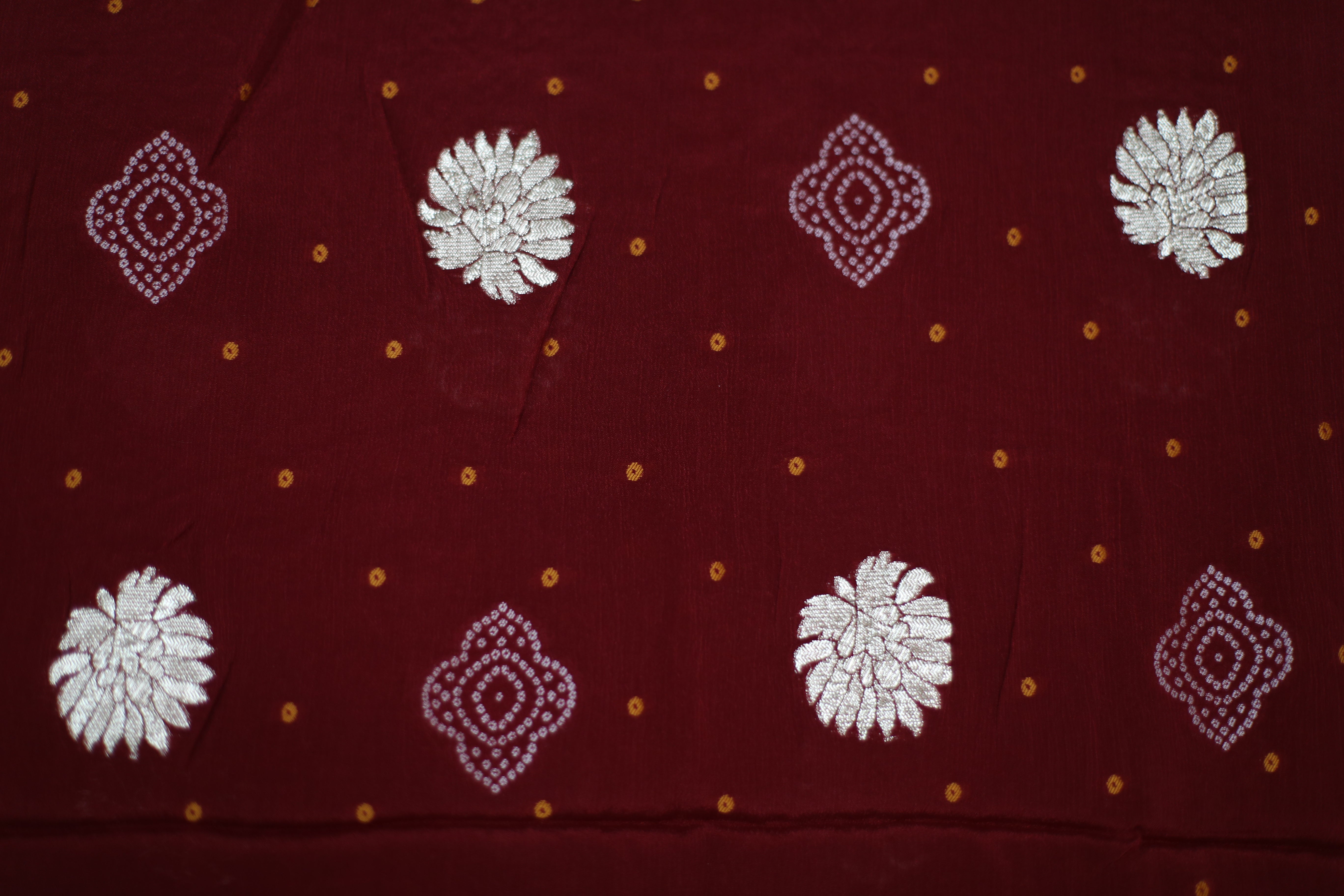 Pure Chinon Bandhini Banarasi Dupatta - Maroon