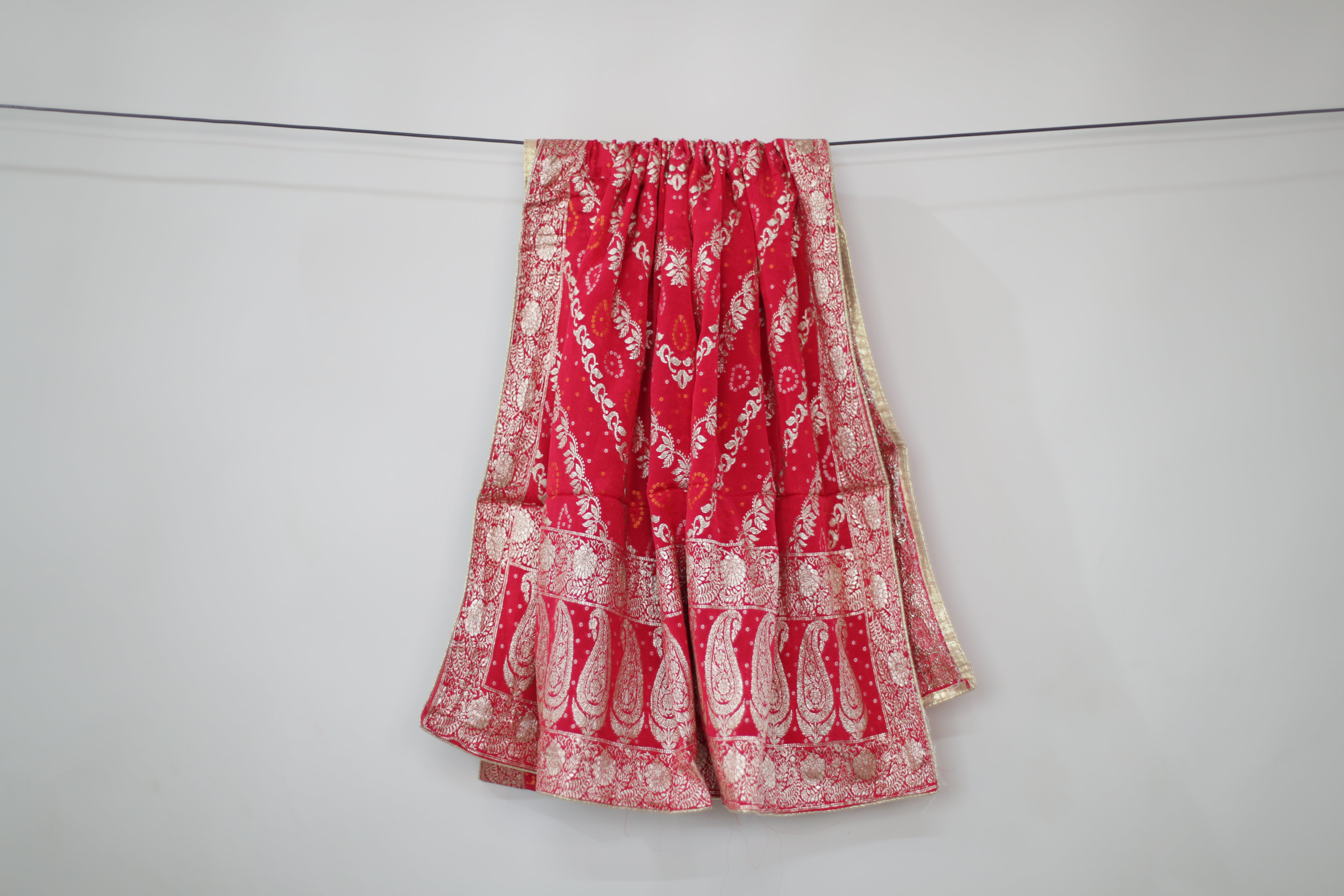 Pure Chinon Banarasi Dupatta - Cherry Rani