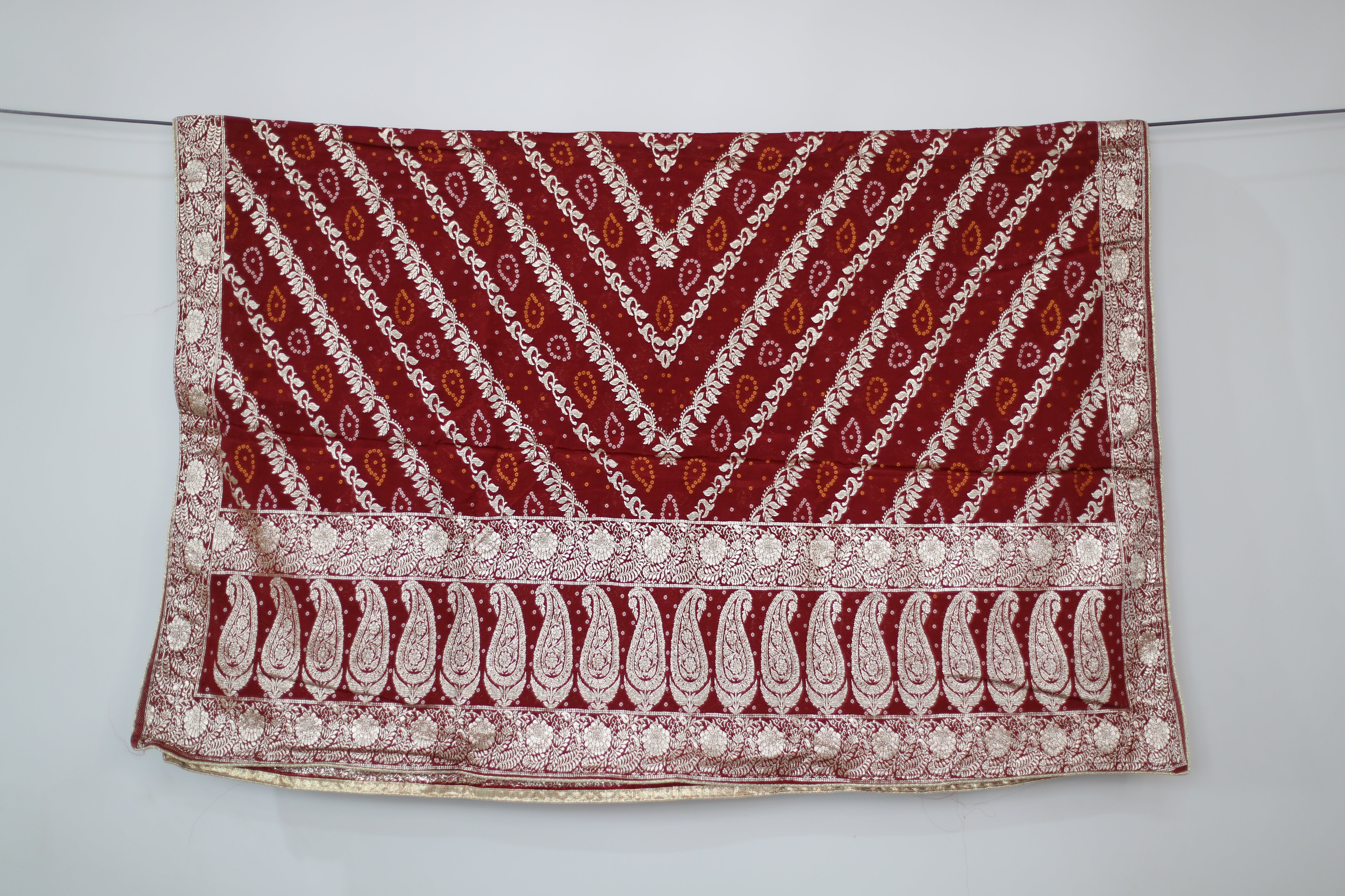 Pure Chinon Banarasi Dupatta - Maroon