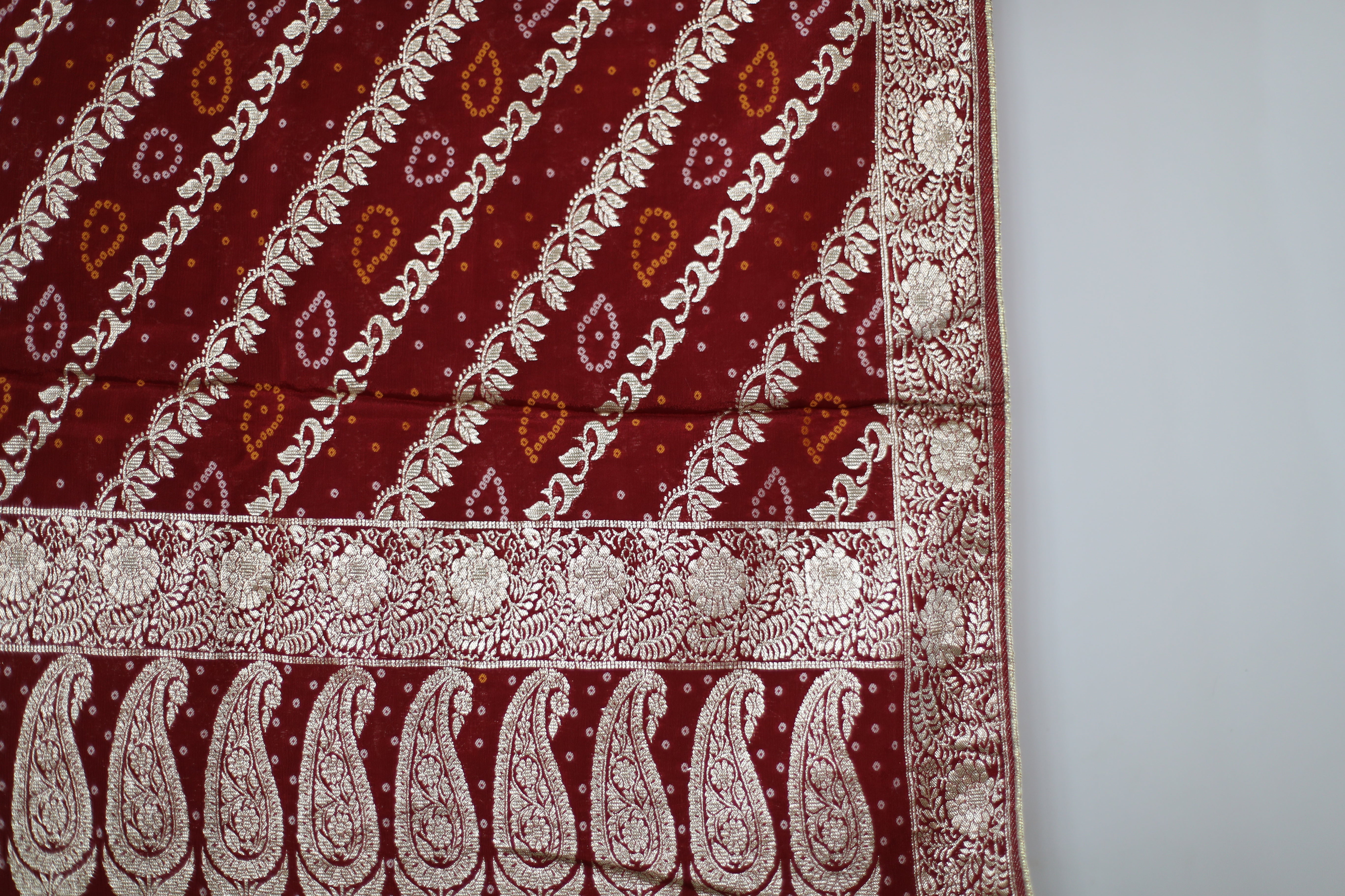 Pure Chinon Banarasi Dupatta - Maroon