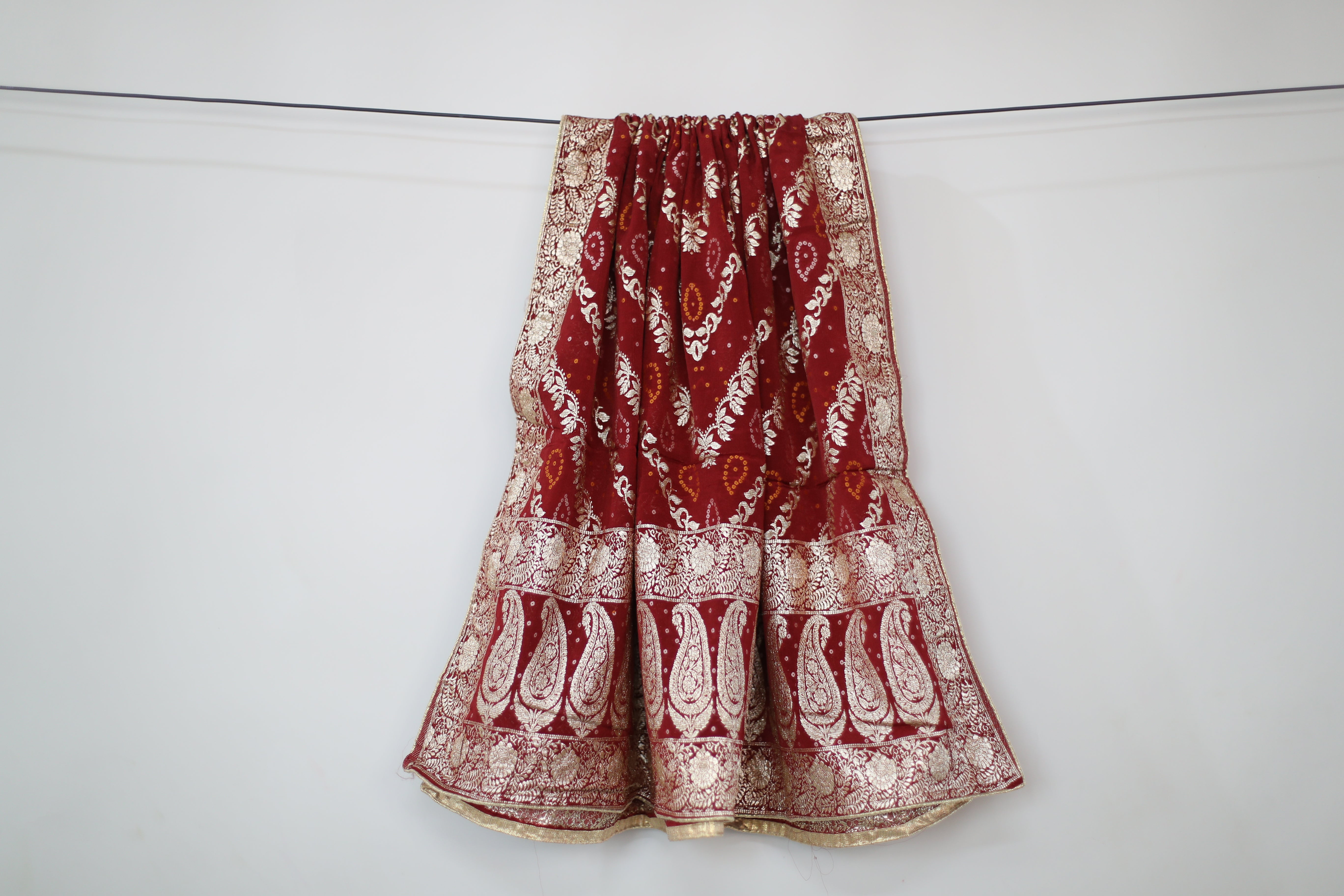 Pure Chinon Banarasi Dupatta - Maroon