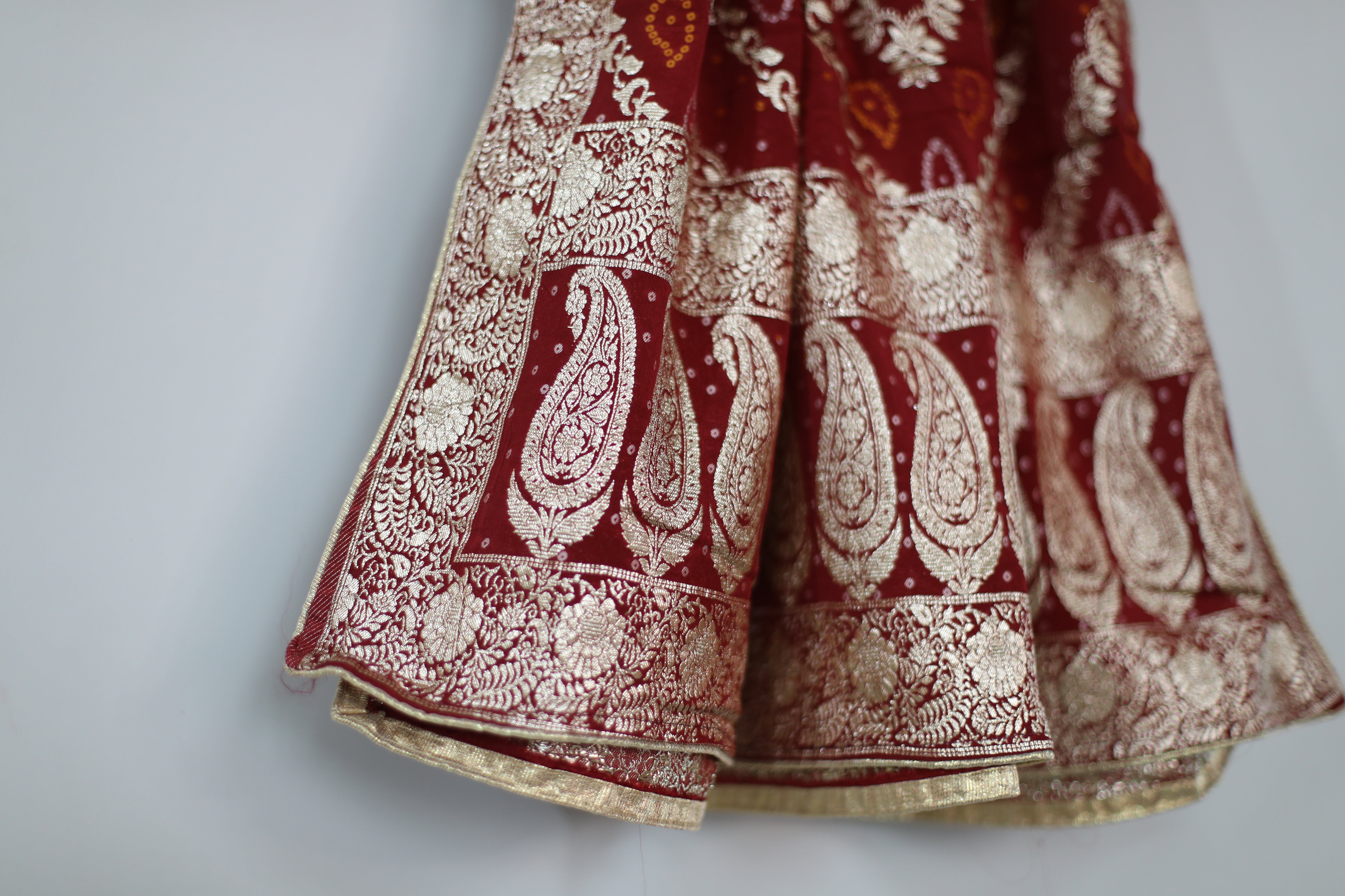 Pure Chinon Banarasi Dupatta - Maroon