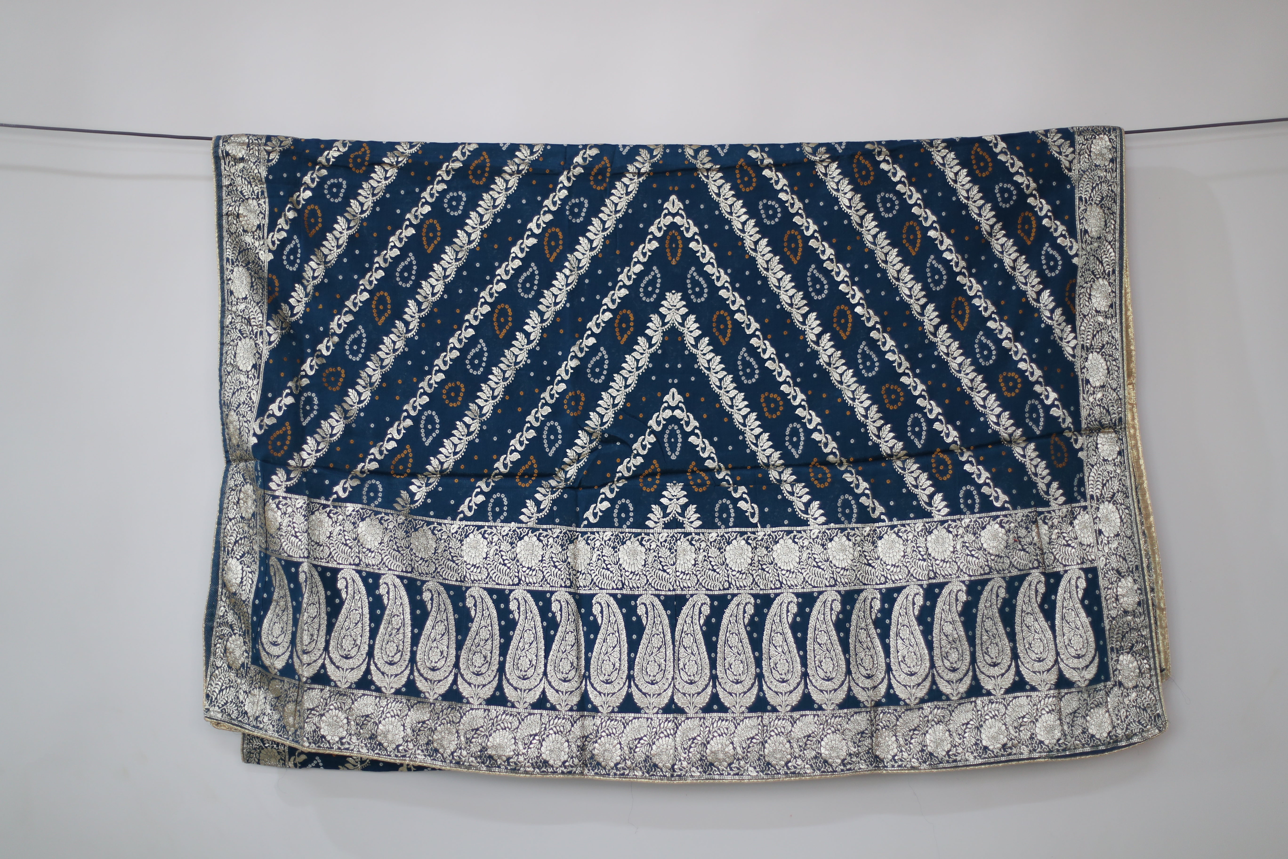 Pure Chinon Banarasi Dupatta - Peacock Blue