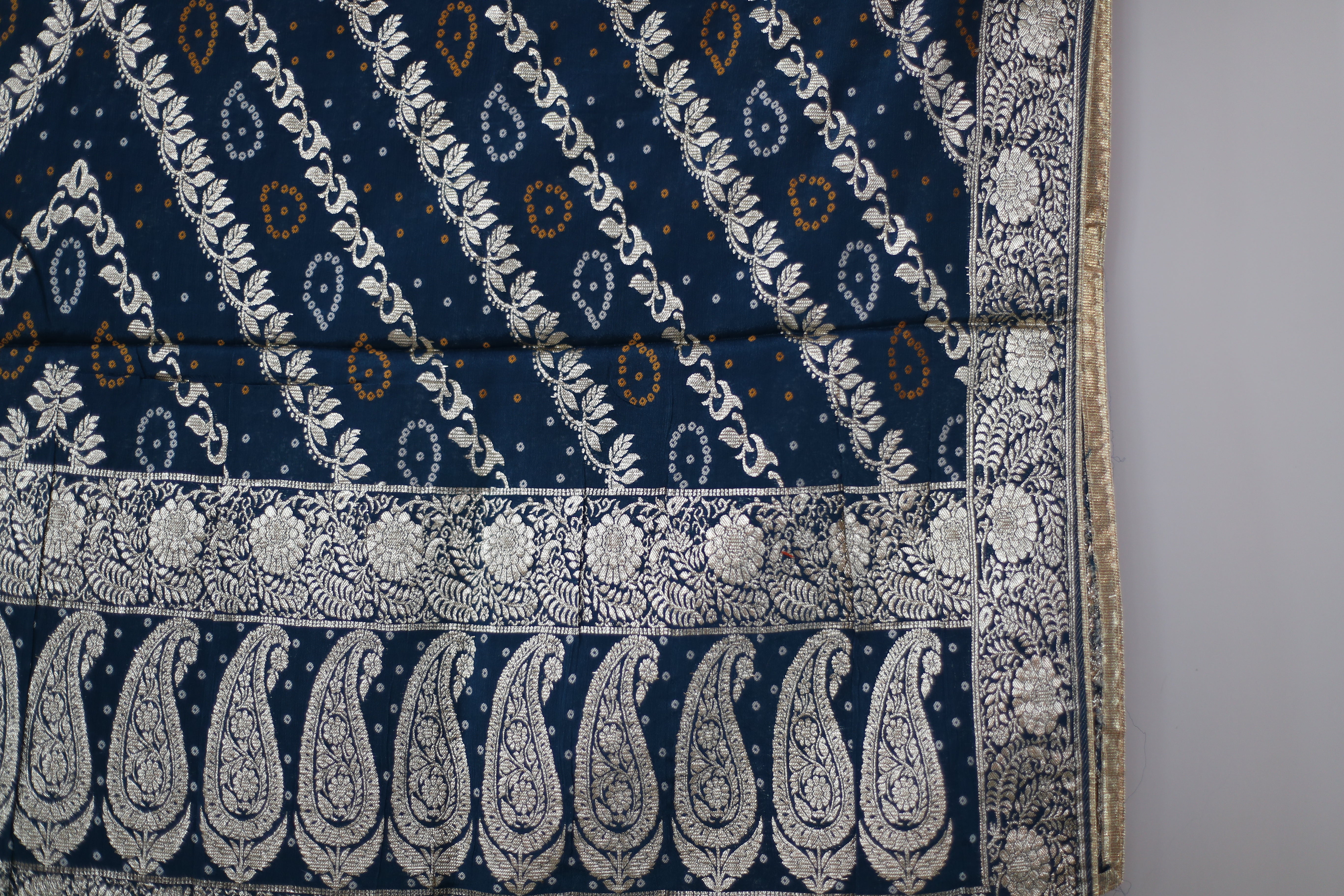 Pure Chinon Banarasi Dupatta - Peacock Blue