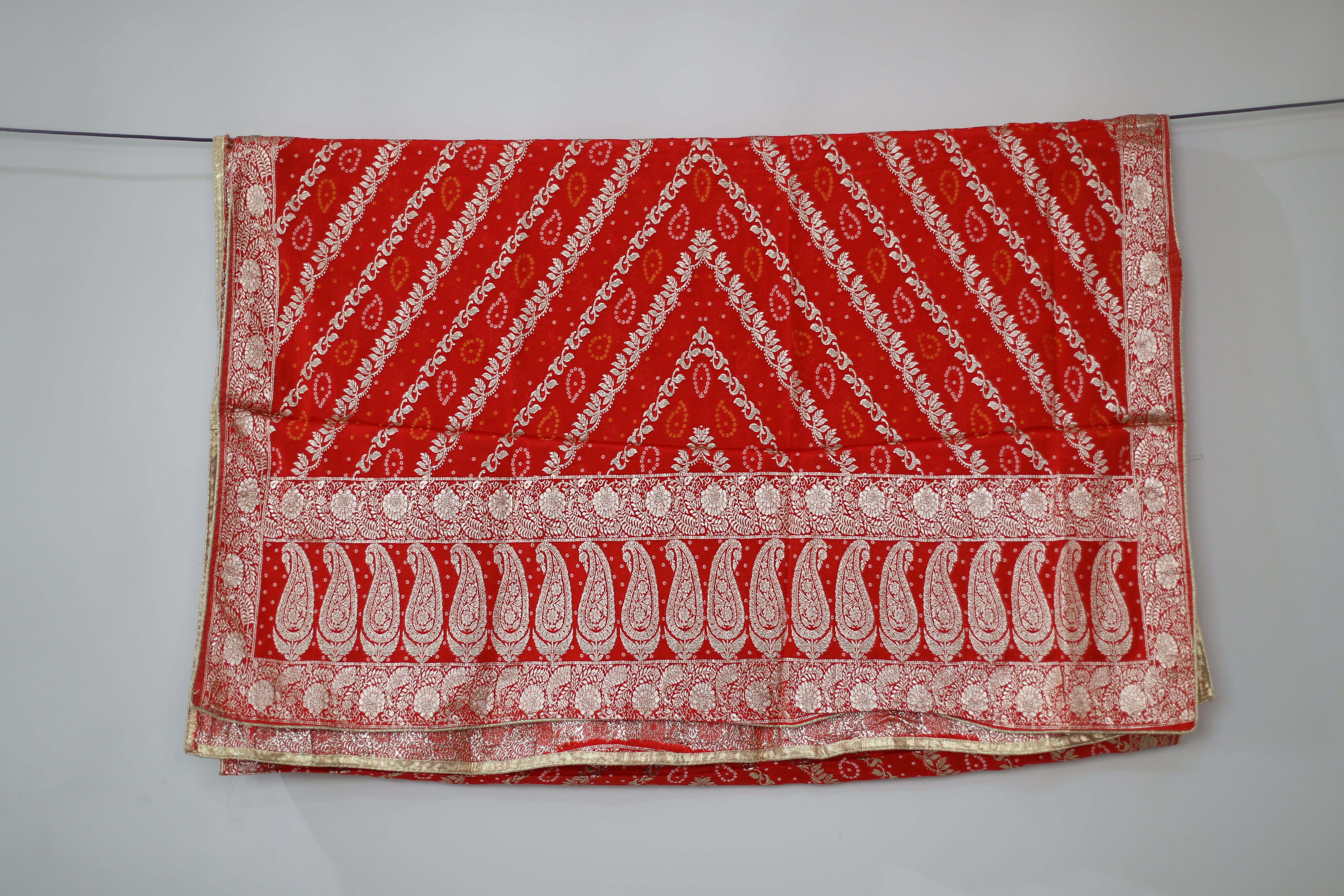 Pure Chinon Banarasi Dupatta - Red