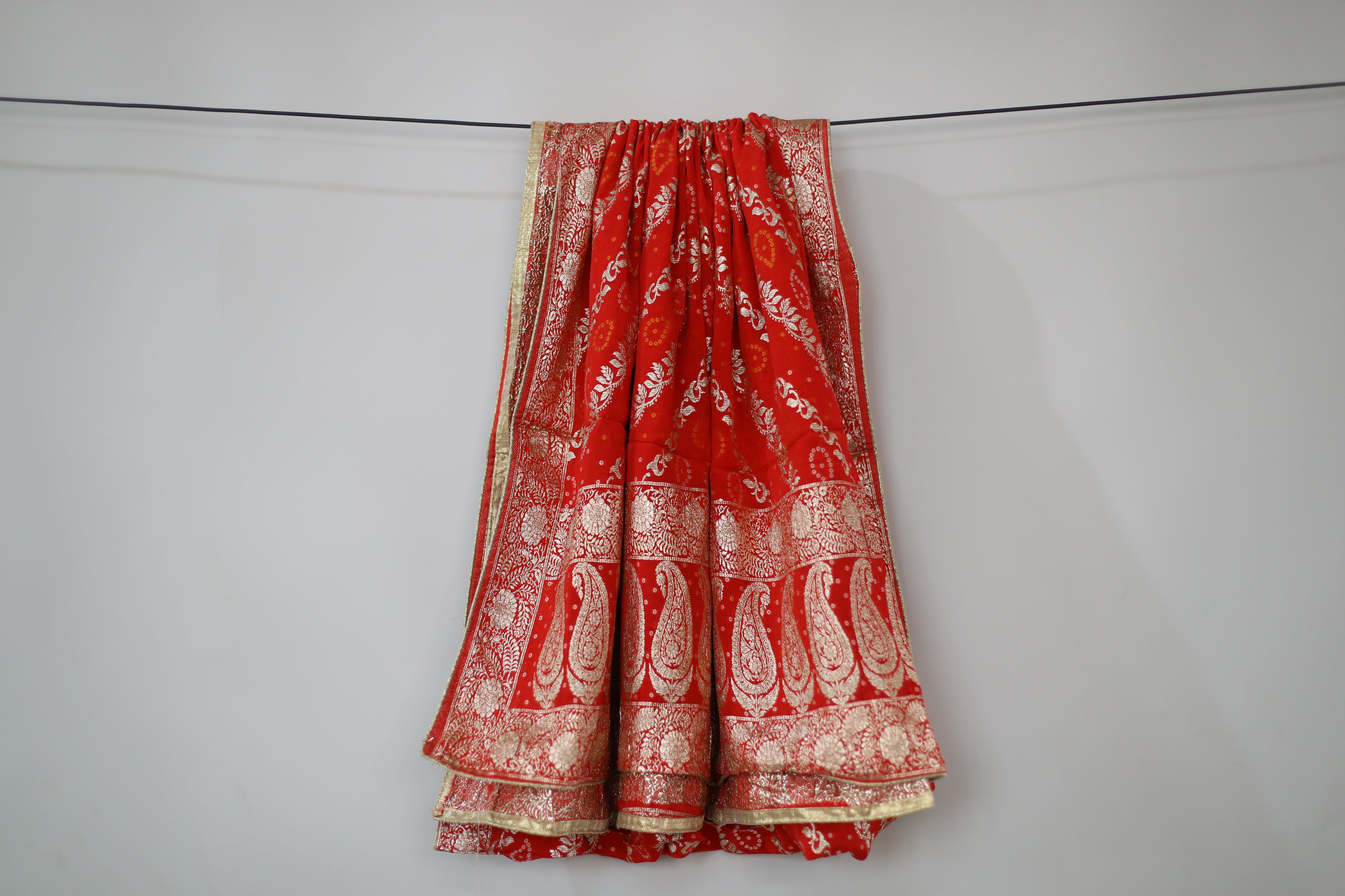 Pure Chinon Banarasi Dupatta - Red