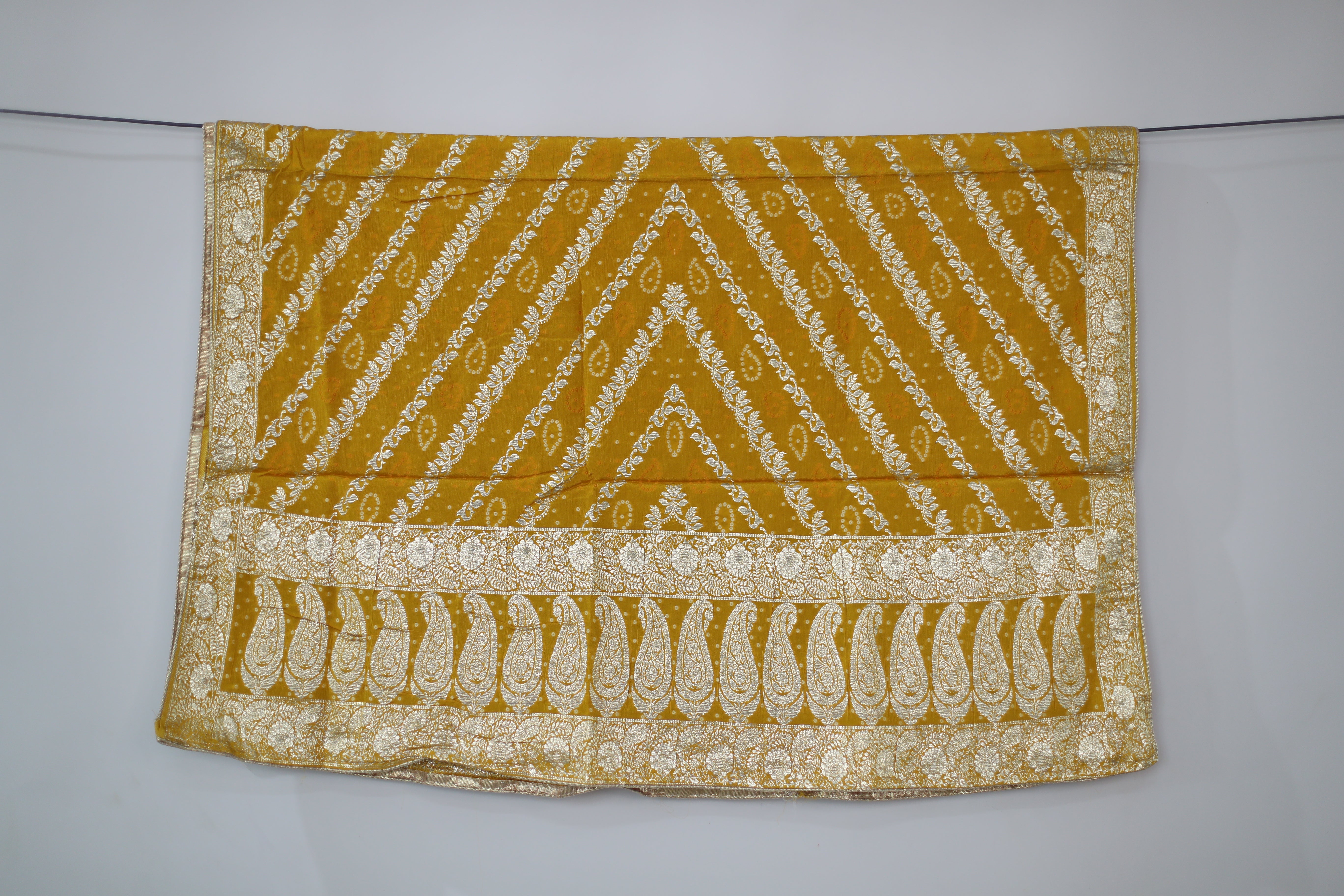 Pure Chinon Banarasi Dupatta - Yellow