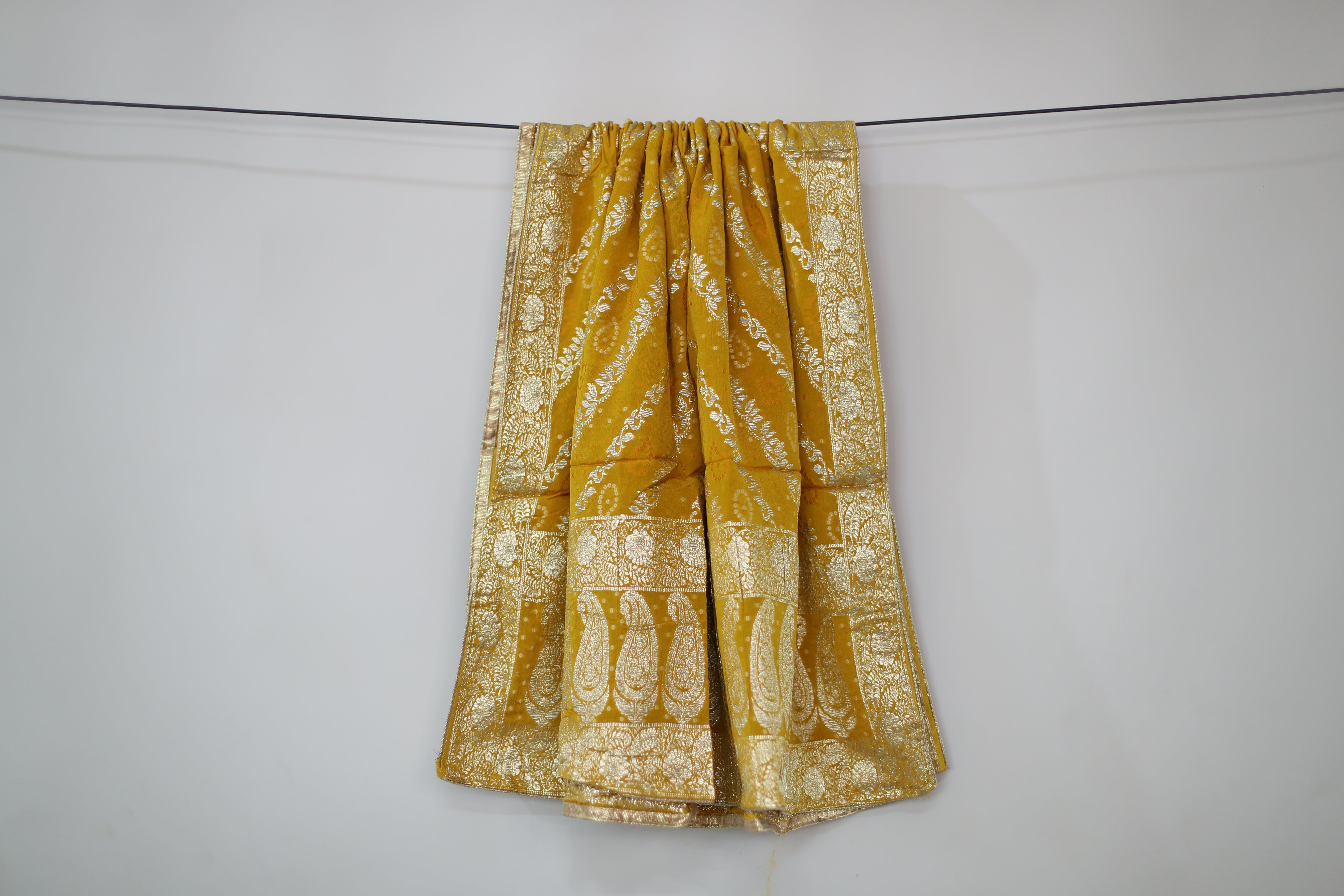 Pure Chinon Banarasi Dupatta - Yellow