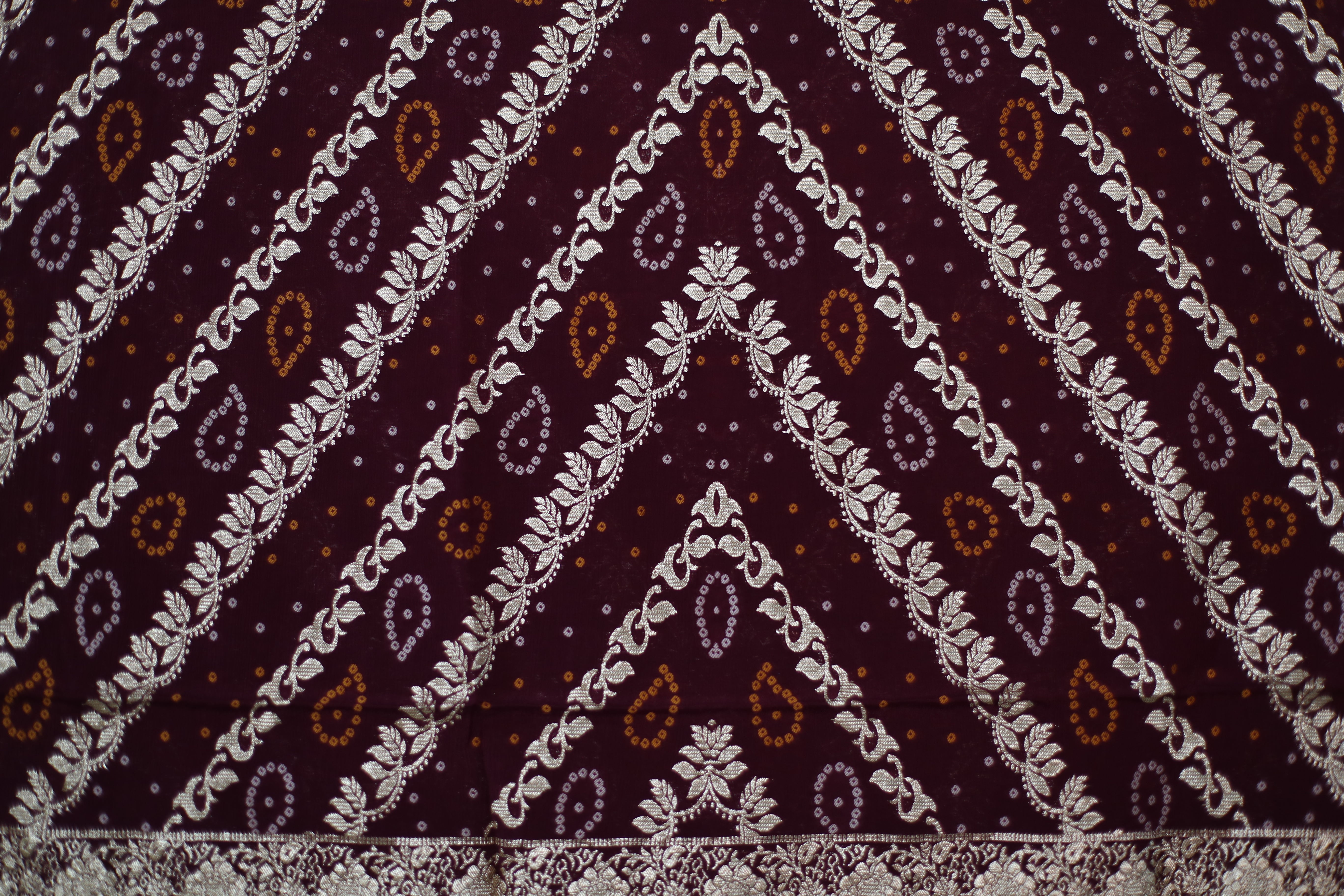 Pure Chinon Banarasi Dupatta - Wine