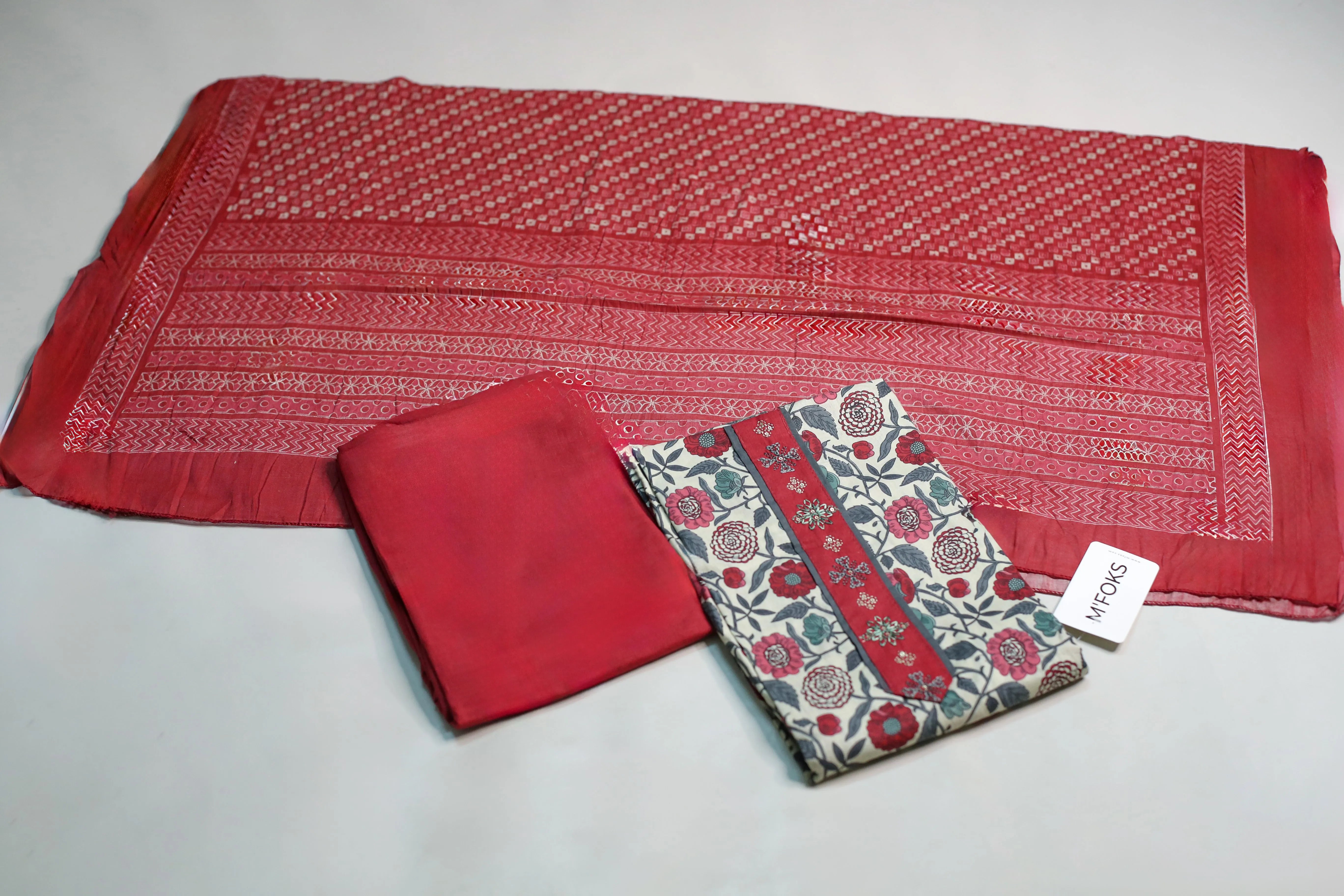 Cotton Unstitched Suit Set with Dupatta