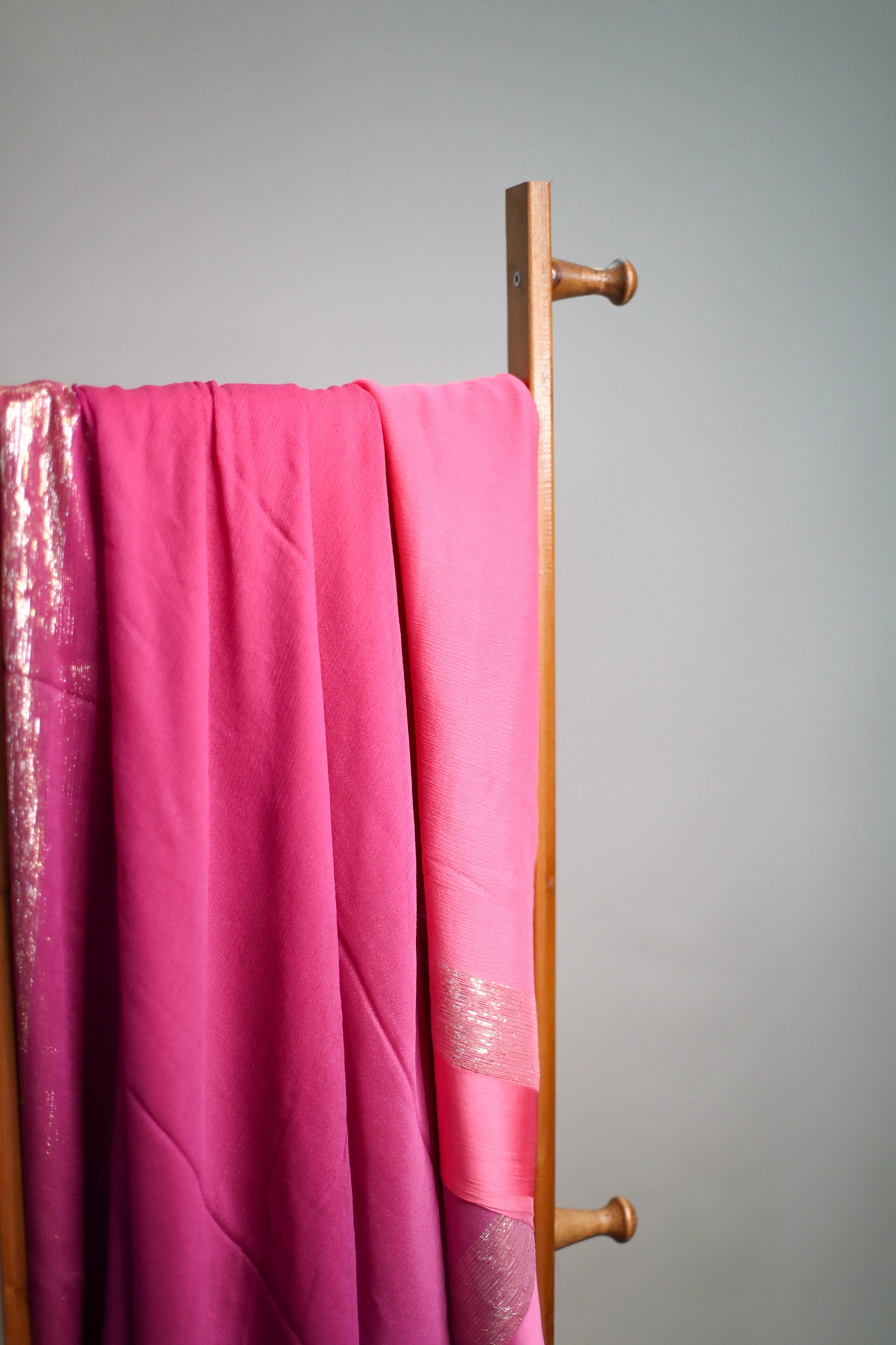 Pure Chinon Ombre Saree Fabric - Pink