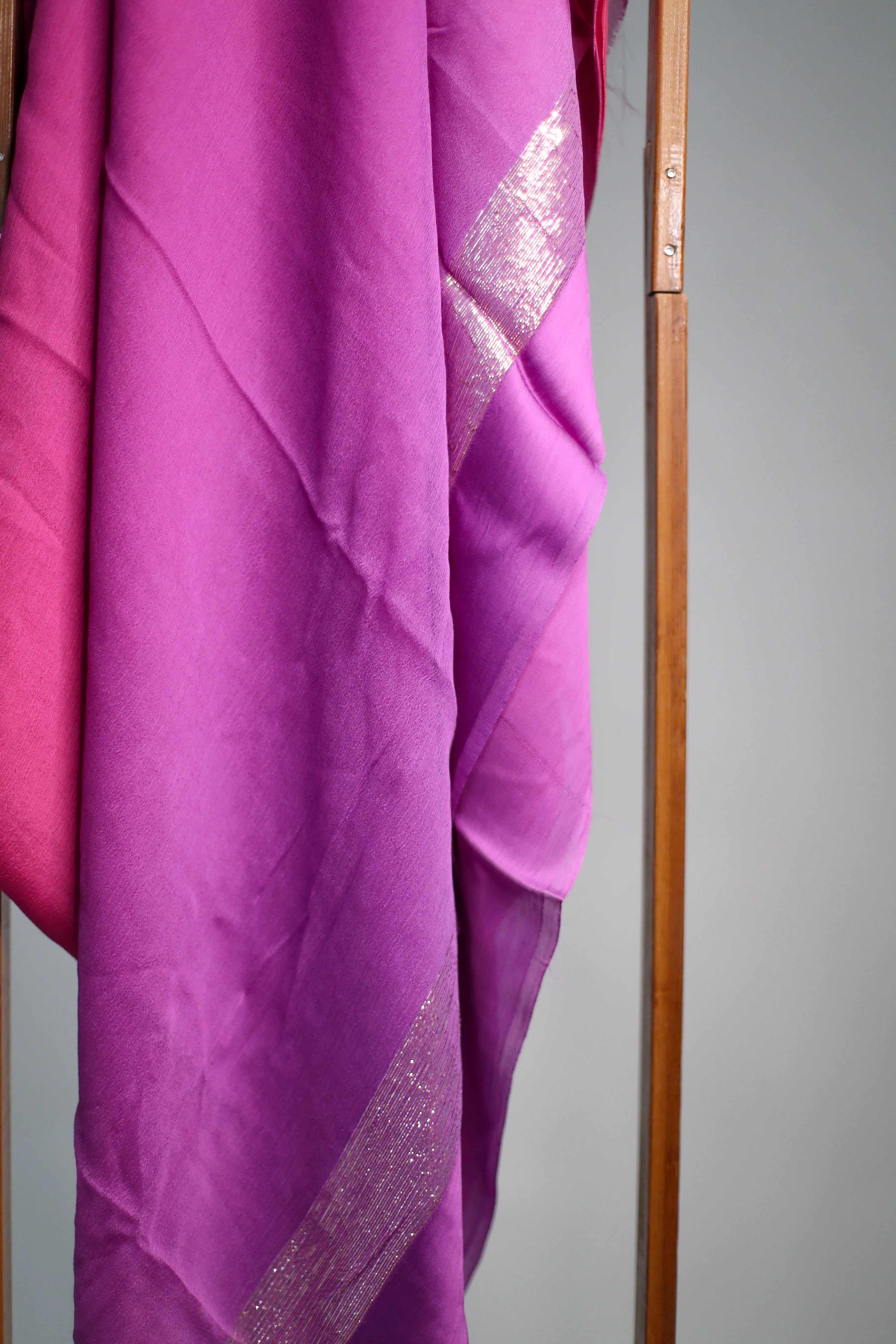 Pure Chinon Ombre Saree Fabric - Pink