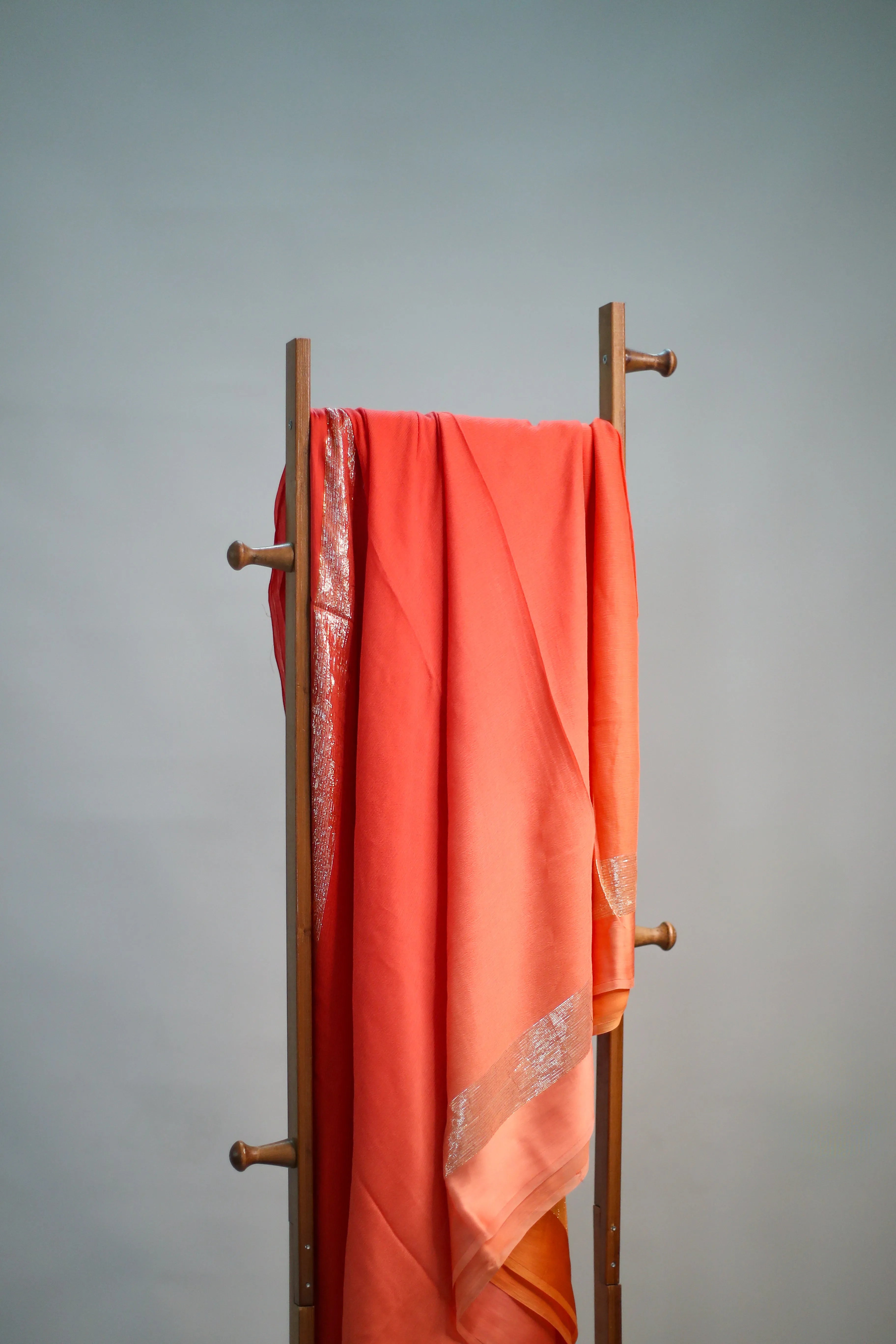 Pure Chinon Ombre Saree Fabric - Orange