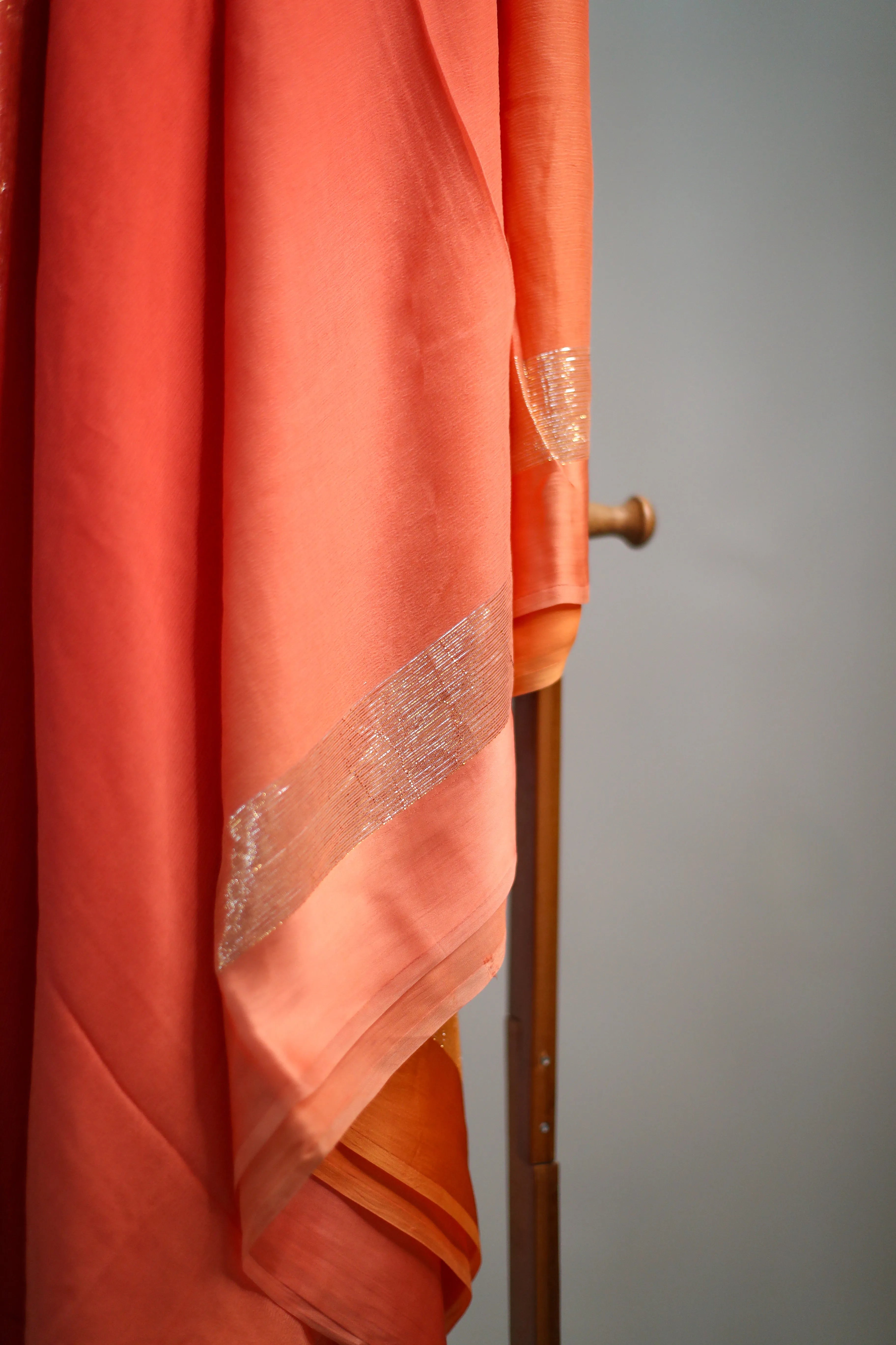 Pure Chinon Ombre Saree Fabric - Orange