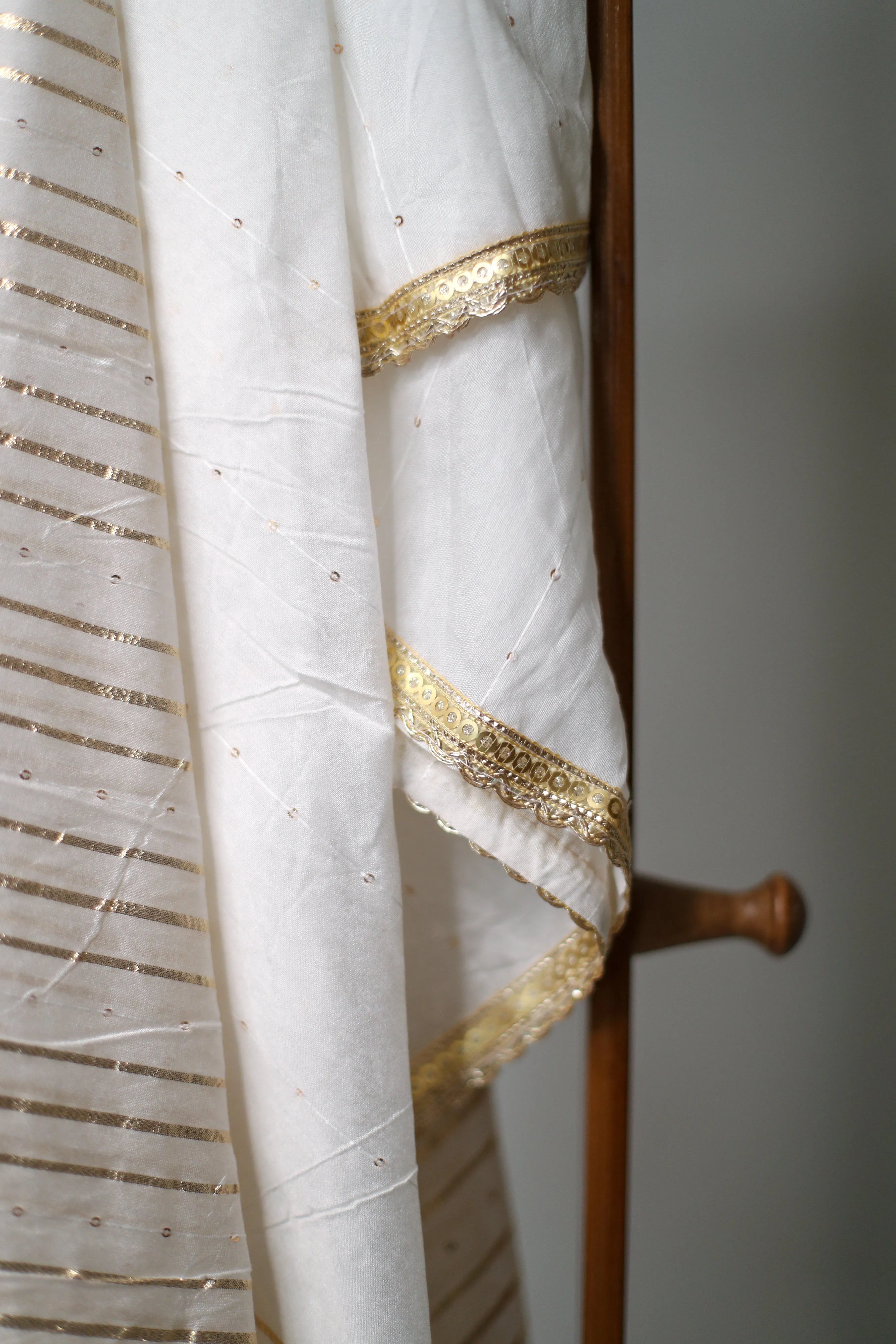 Chanderi Silk Zari Woven Dupatta/Stole - White Dyeable