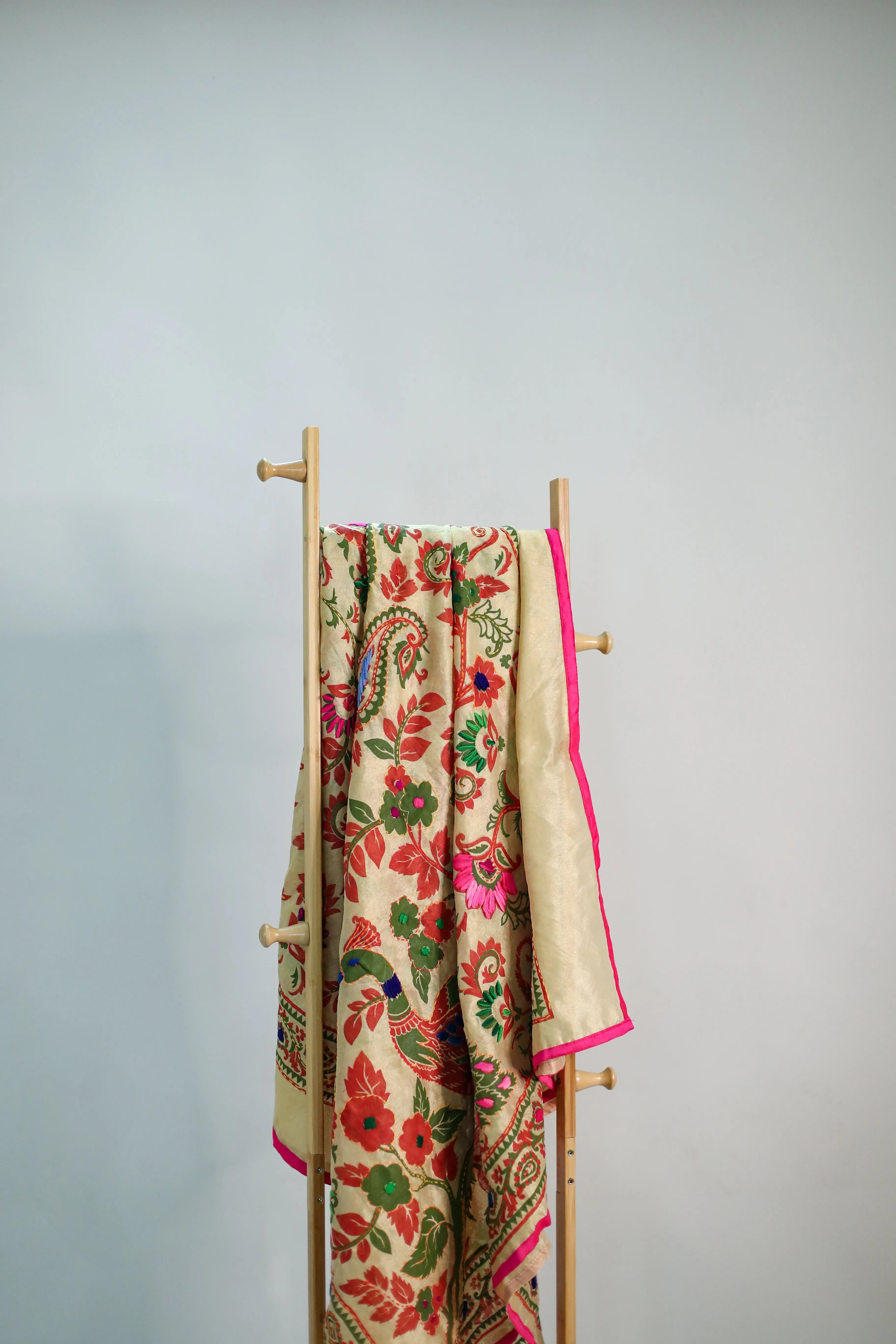 Phulkari Dupion Silk Dupatta with Digital Print