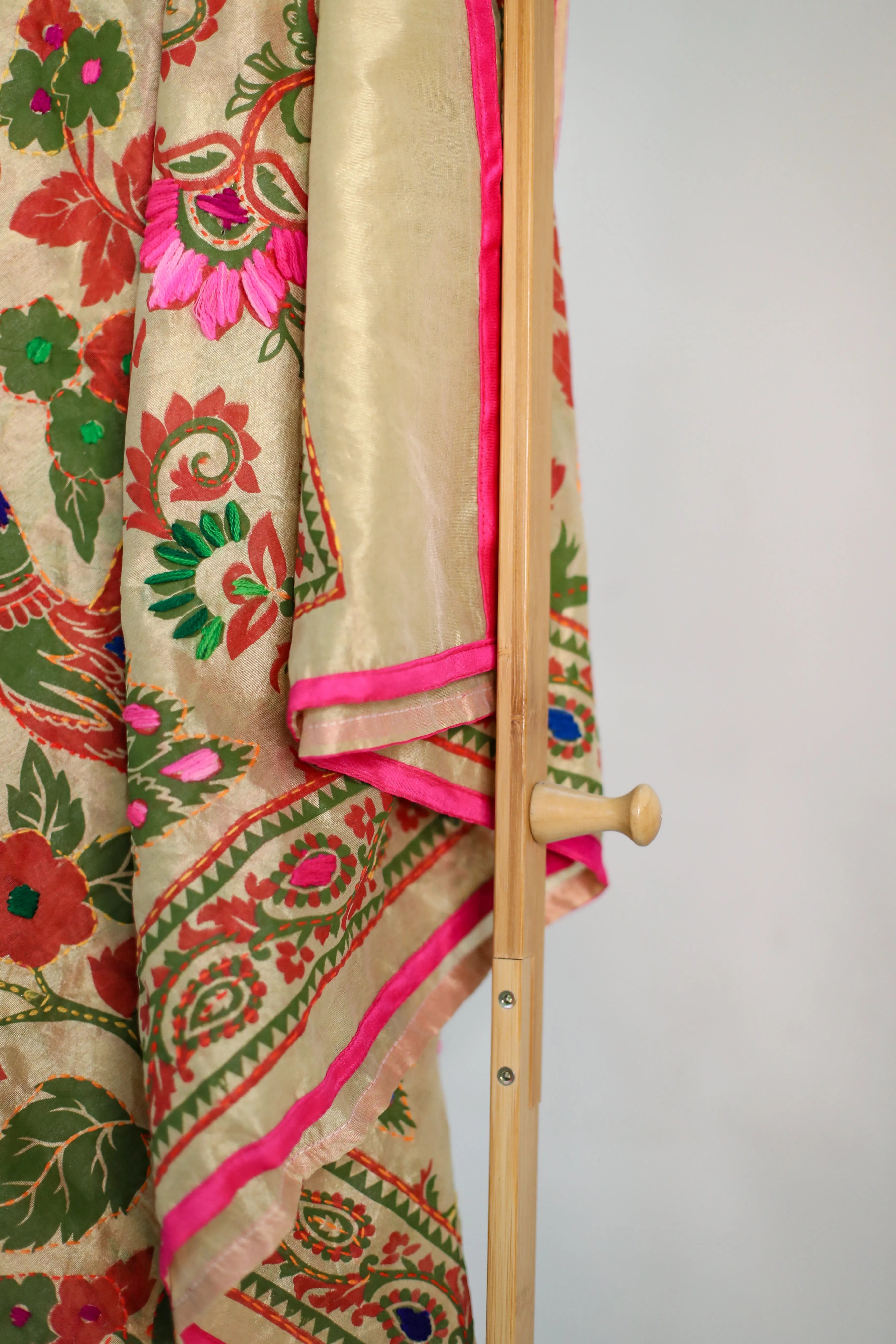 Phulkari Dupion Silk Dupatta with Digital Print