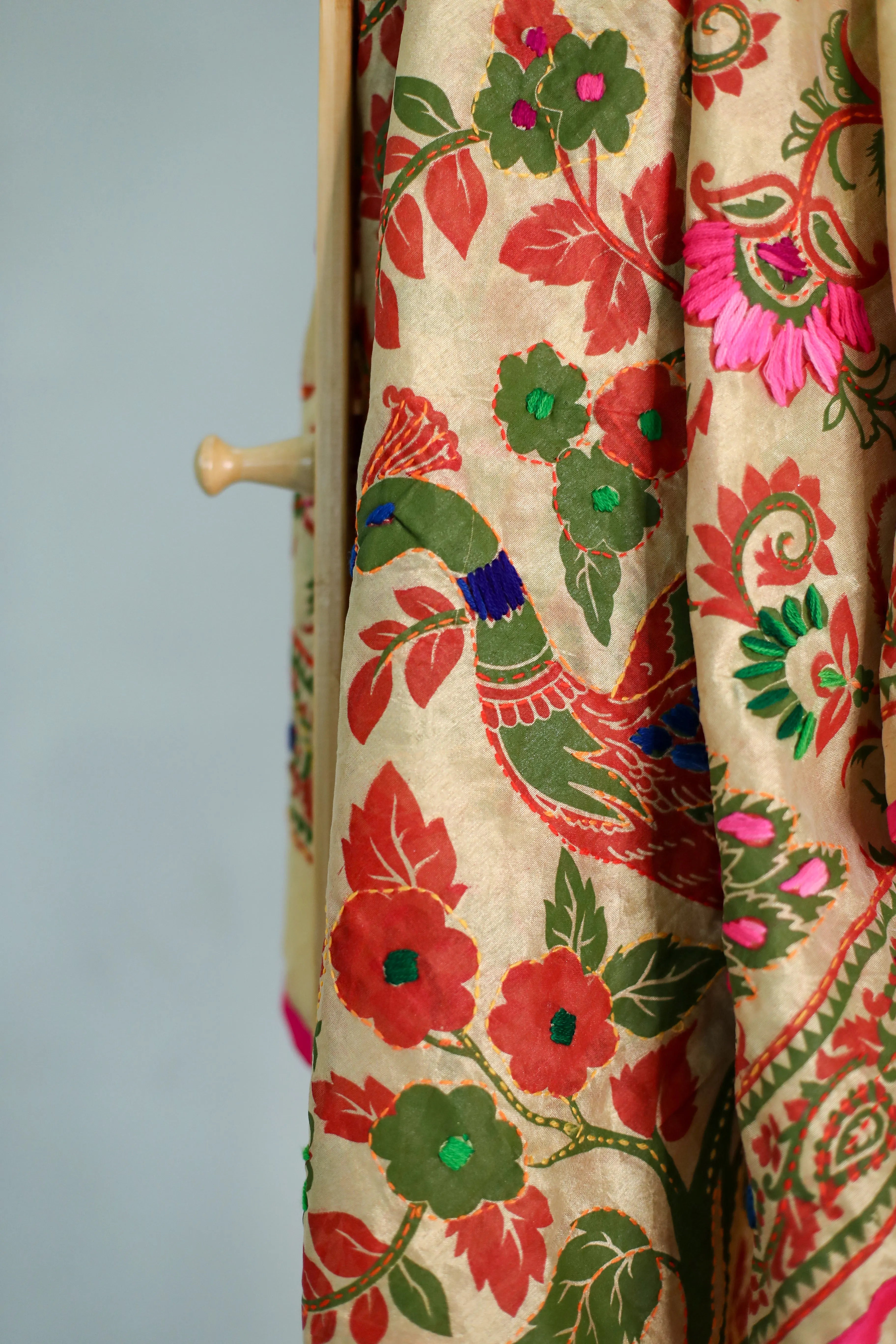 Phulkari Dupion Silk Dupatta with Digital Print