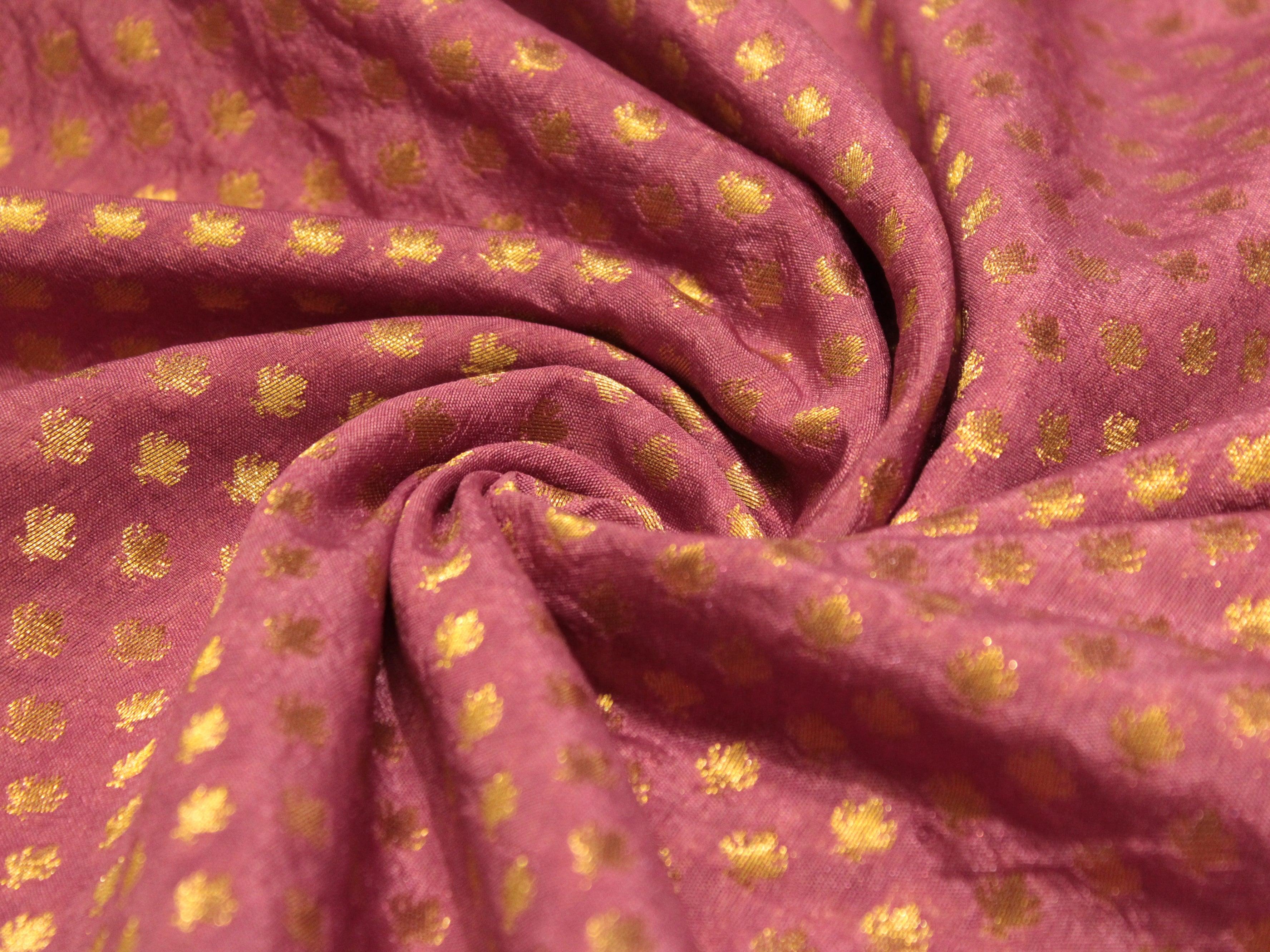 Banarasi Brocade Fabric - Onion - M'Foks