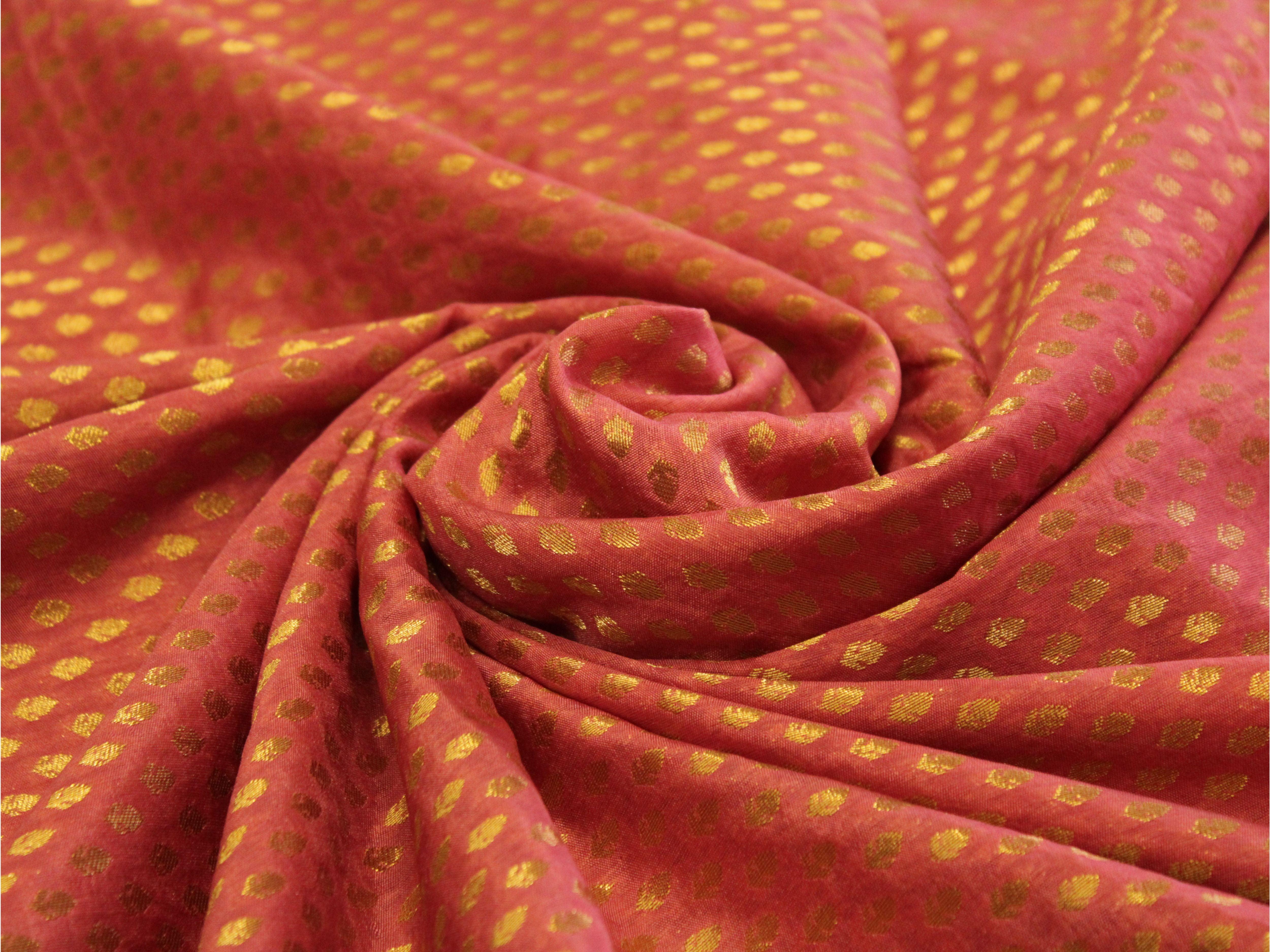 Banarasi Brocade Fabric - Onion Pink - M'Foks