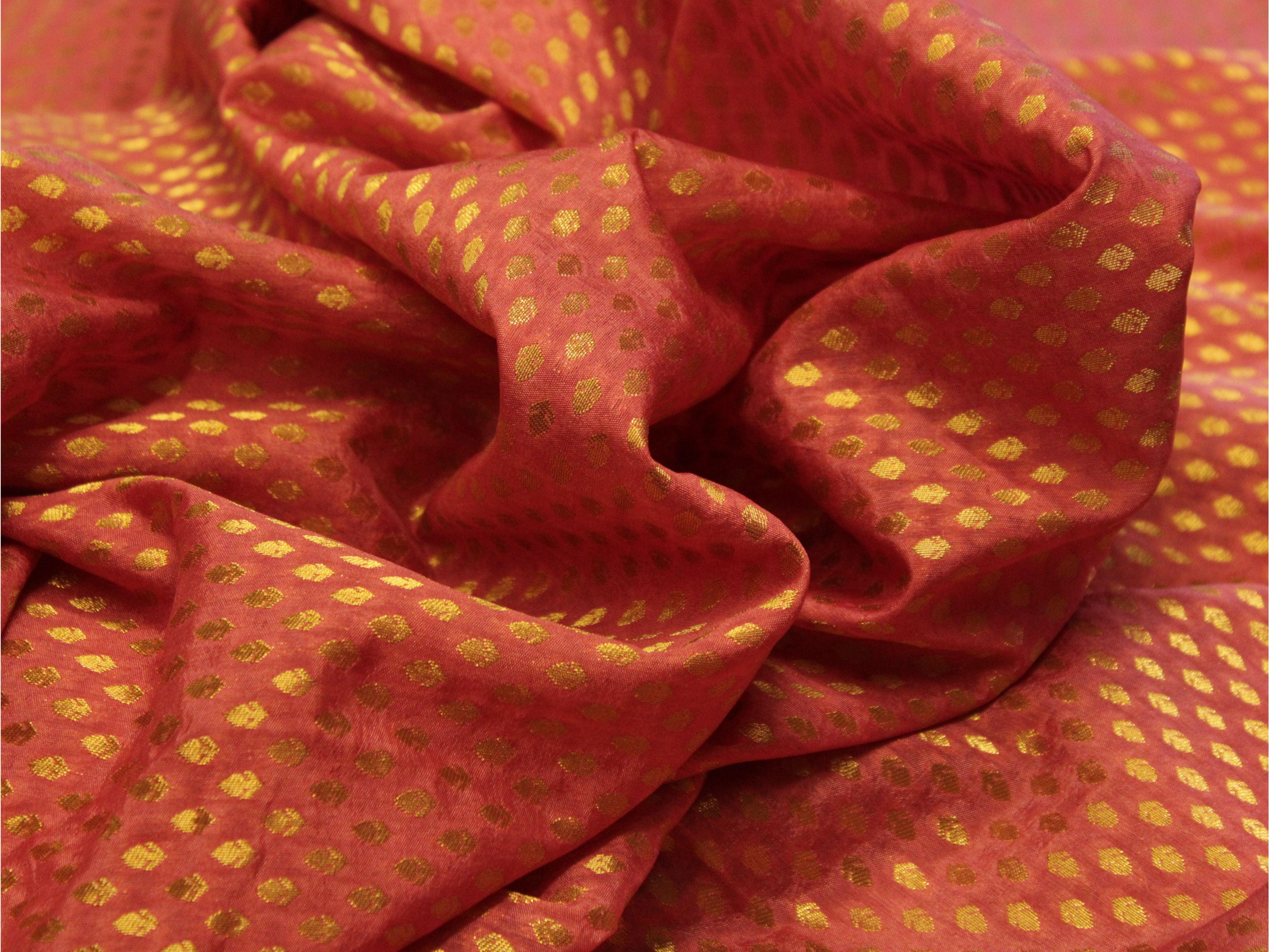 Banarasi Brocade Fabric - Onion Pink - M'Foks