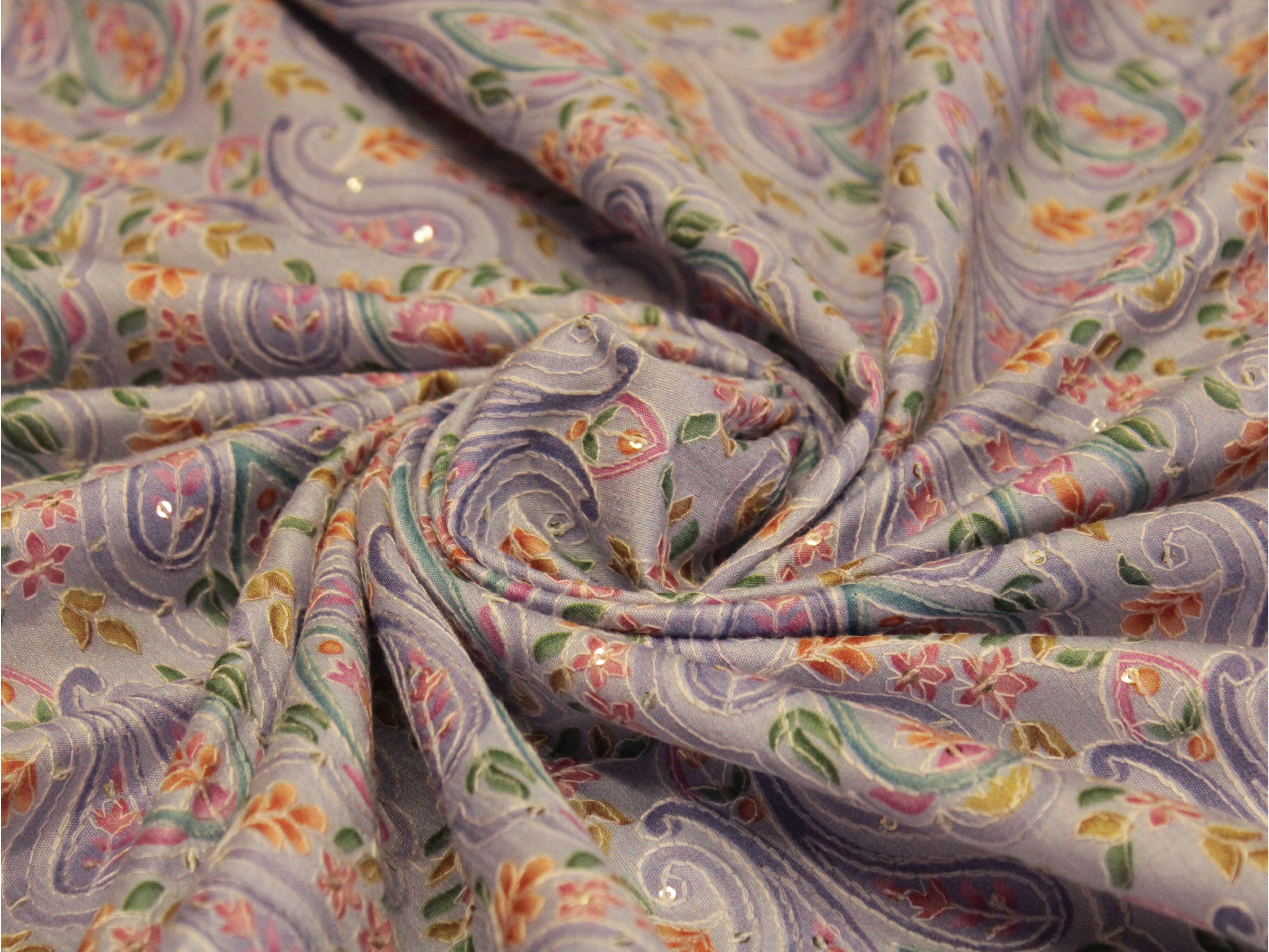 Canvas : Silk Digital Print Fabric - Light Purple - M'Foks