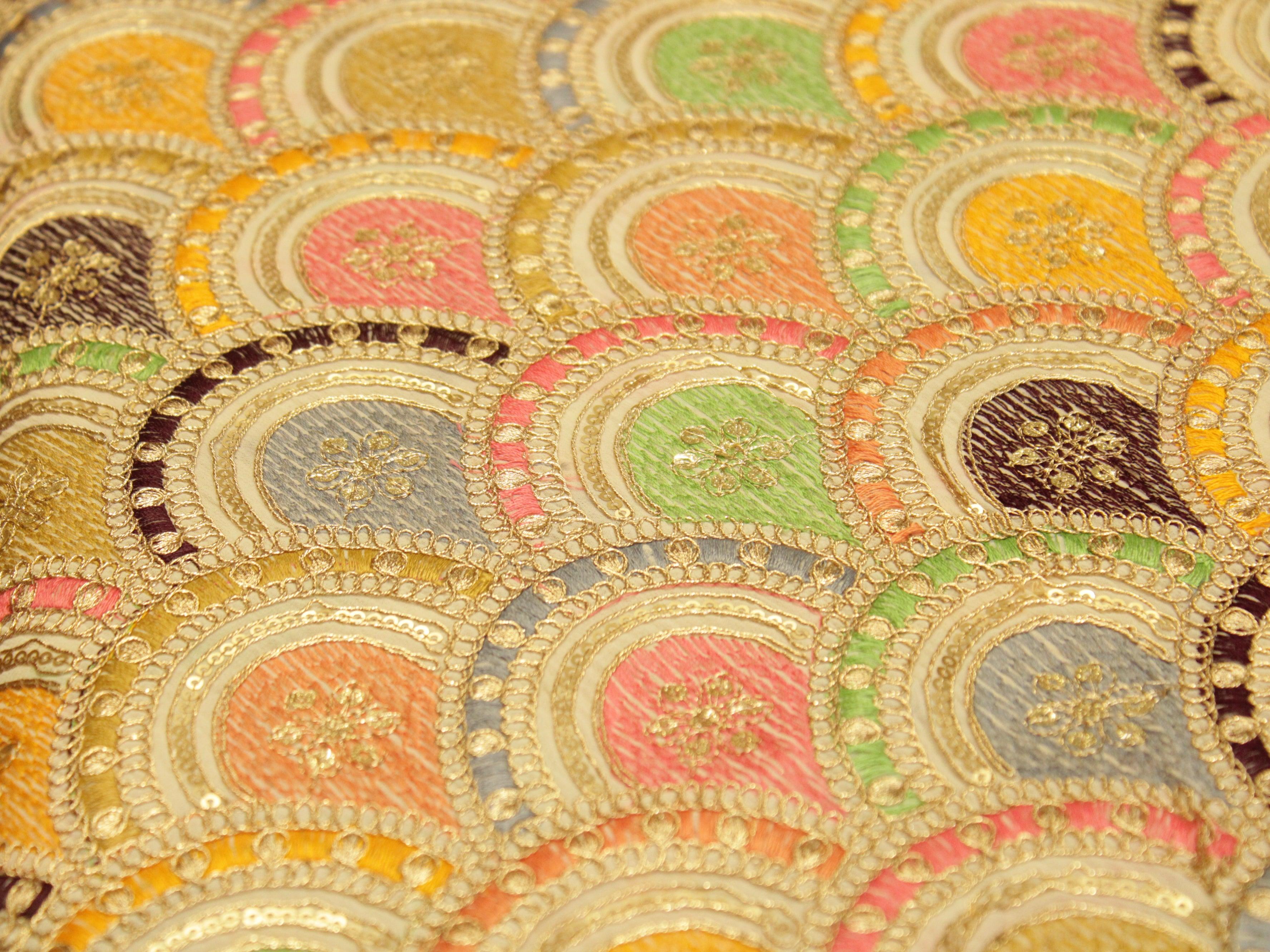 Celestial Threads: Georgette Multi Thread Work Fiesta fabric by M'Foks - M'Foks