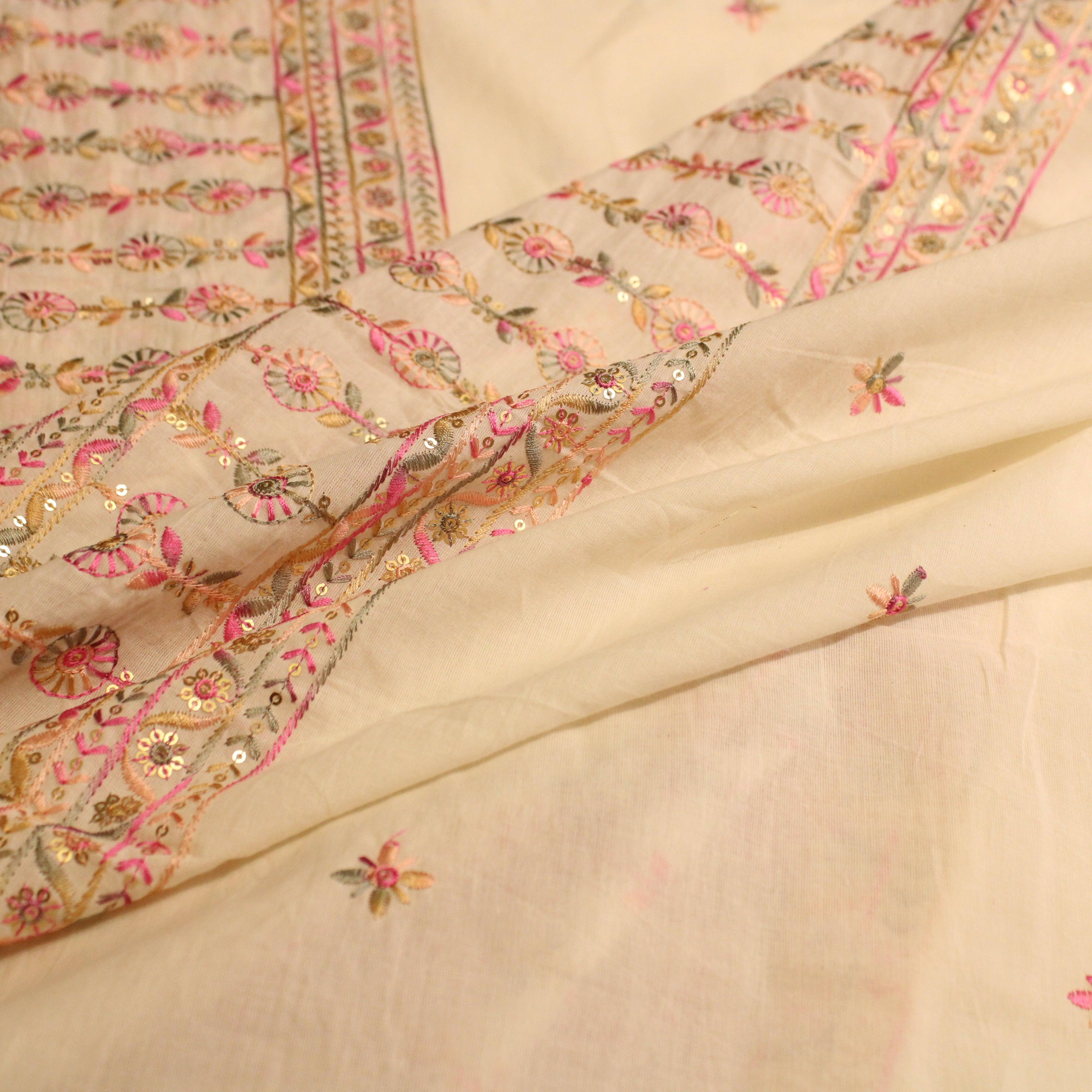 Celestial Threads: Mal Mal Cotton Panel Thread work fabric - M'Foks