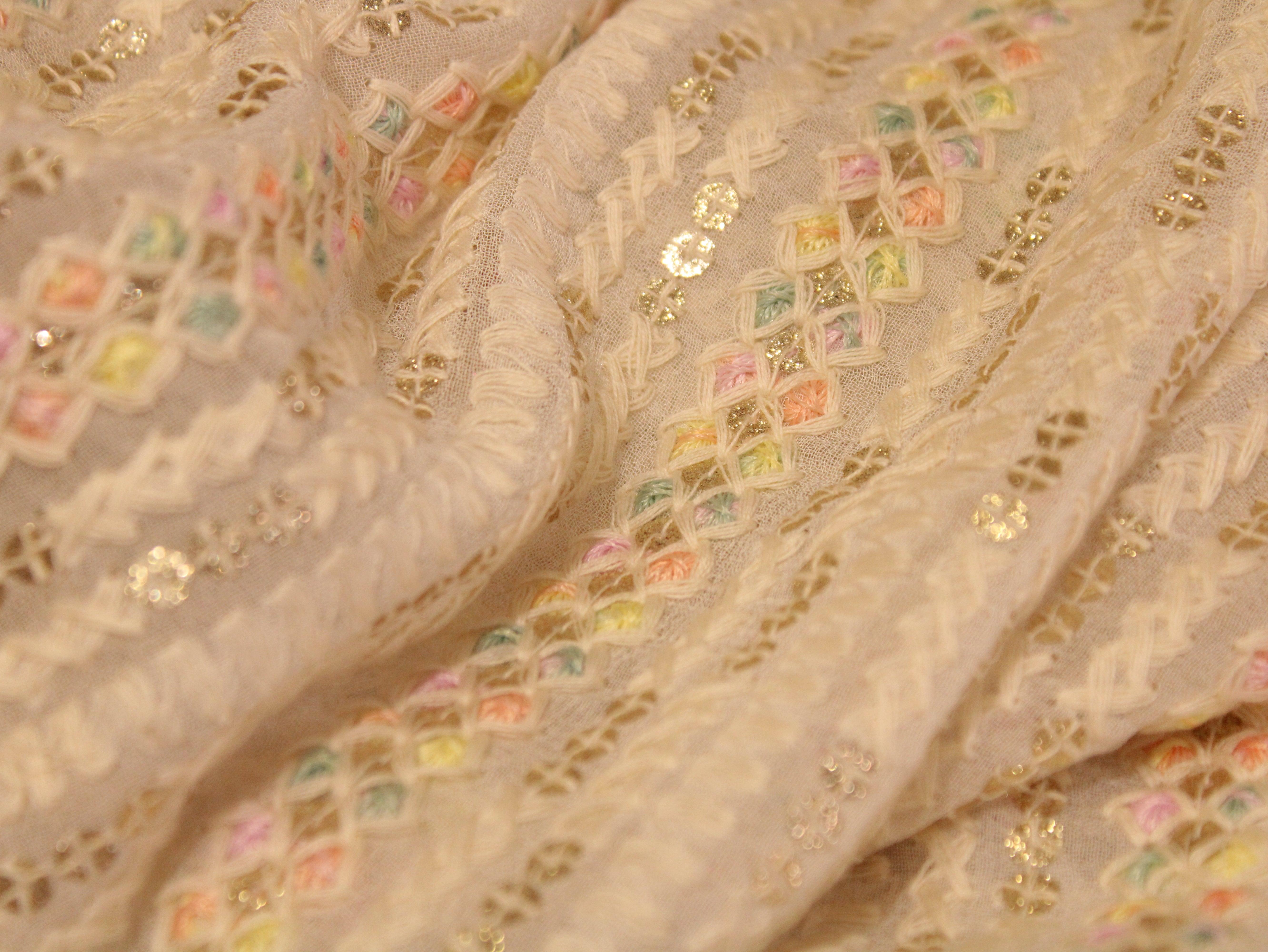 Celestial Threads: Multi Thread Bebgerg Georgette fabric - M'Foks