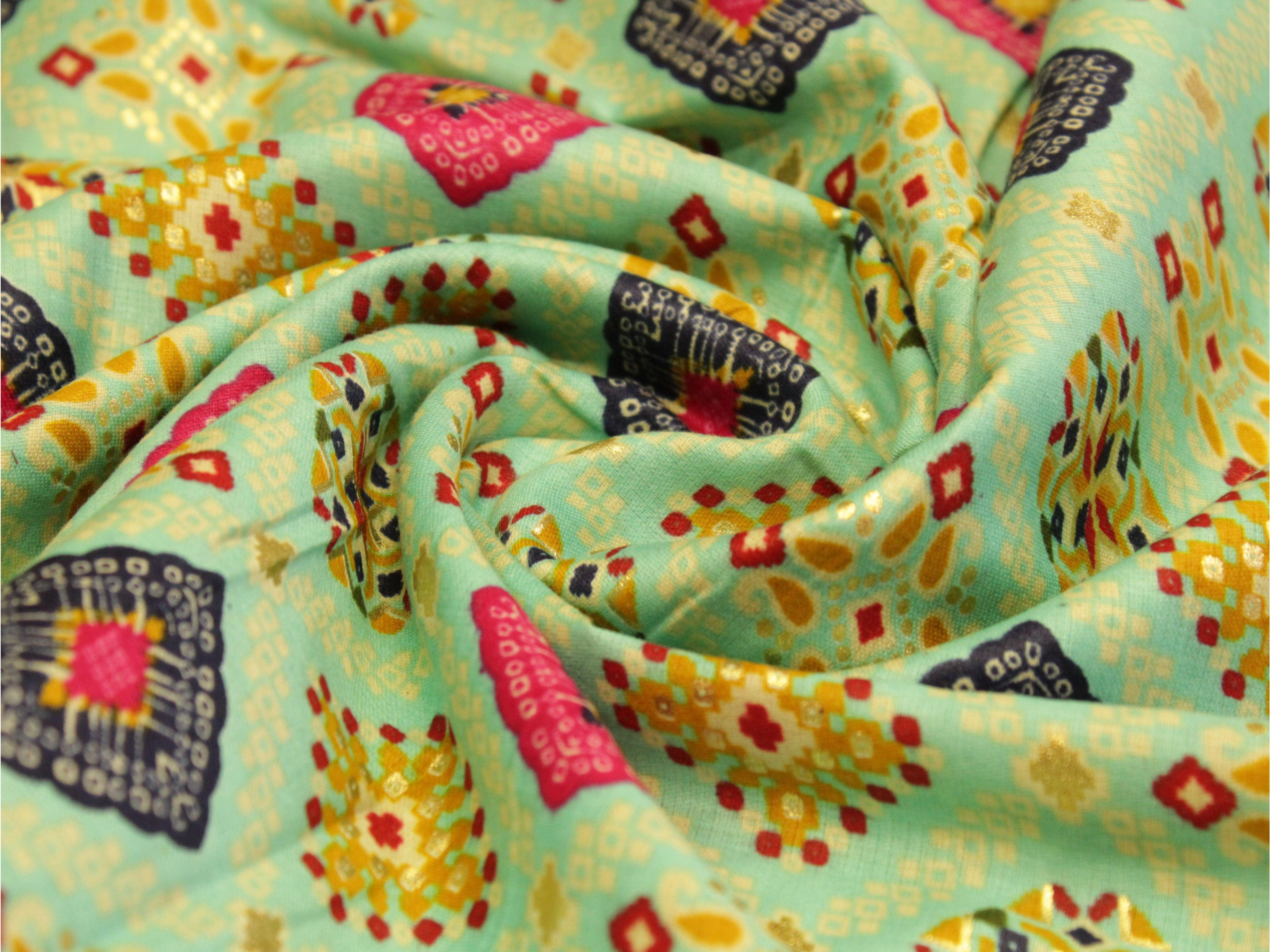 Cotton Satin Patola Foil Print Fabric - M'Foks