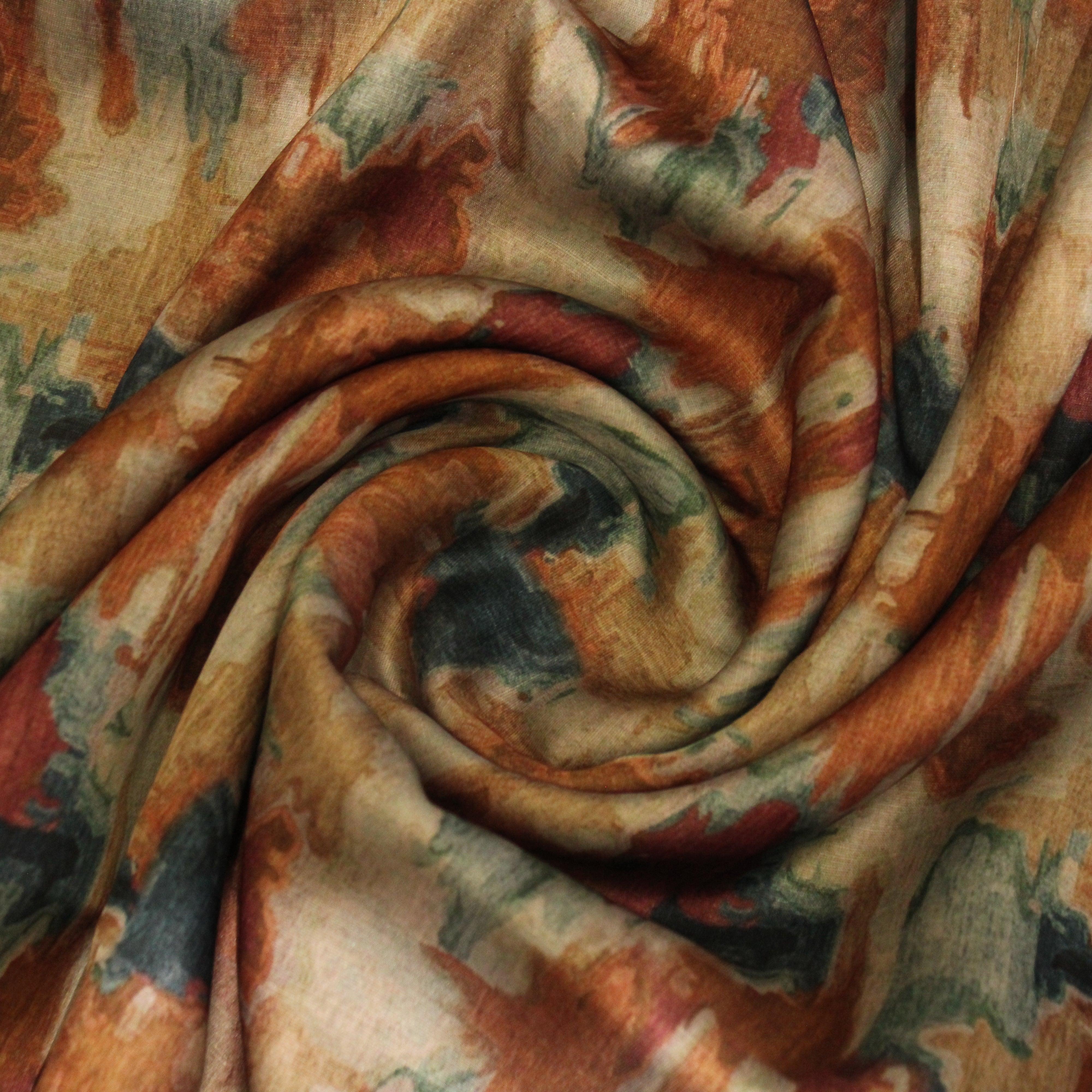 Digital Dusk - Slub Linen Silk Fabric - M'Foks
