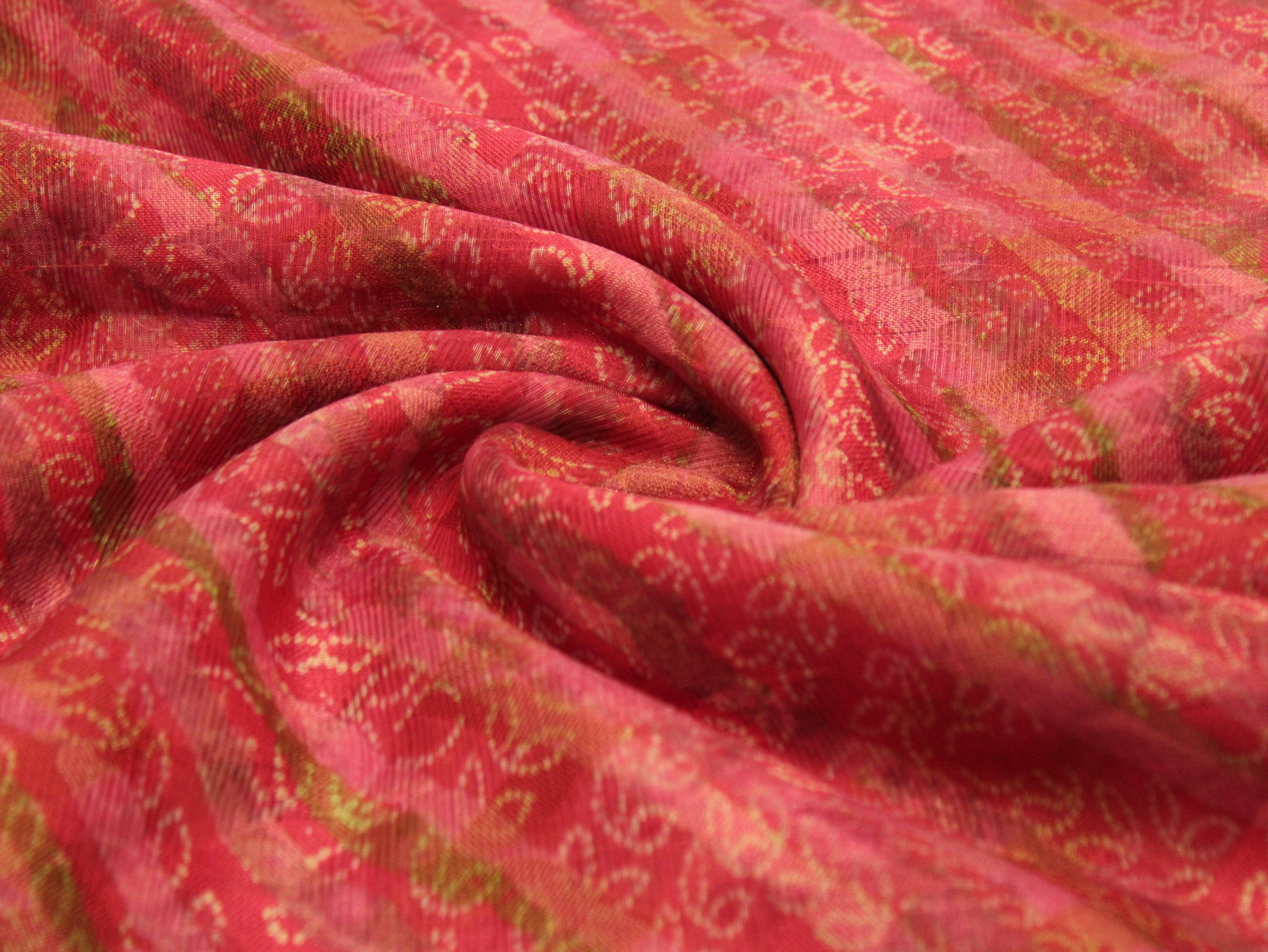 Digital Print Doria Silk Fabric - Rani - M'Foks