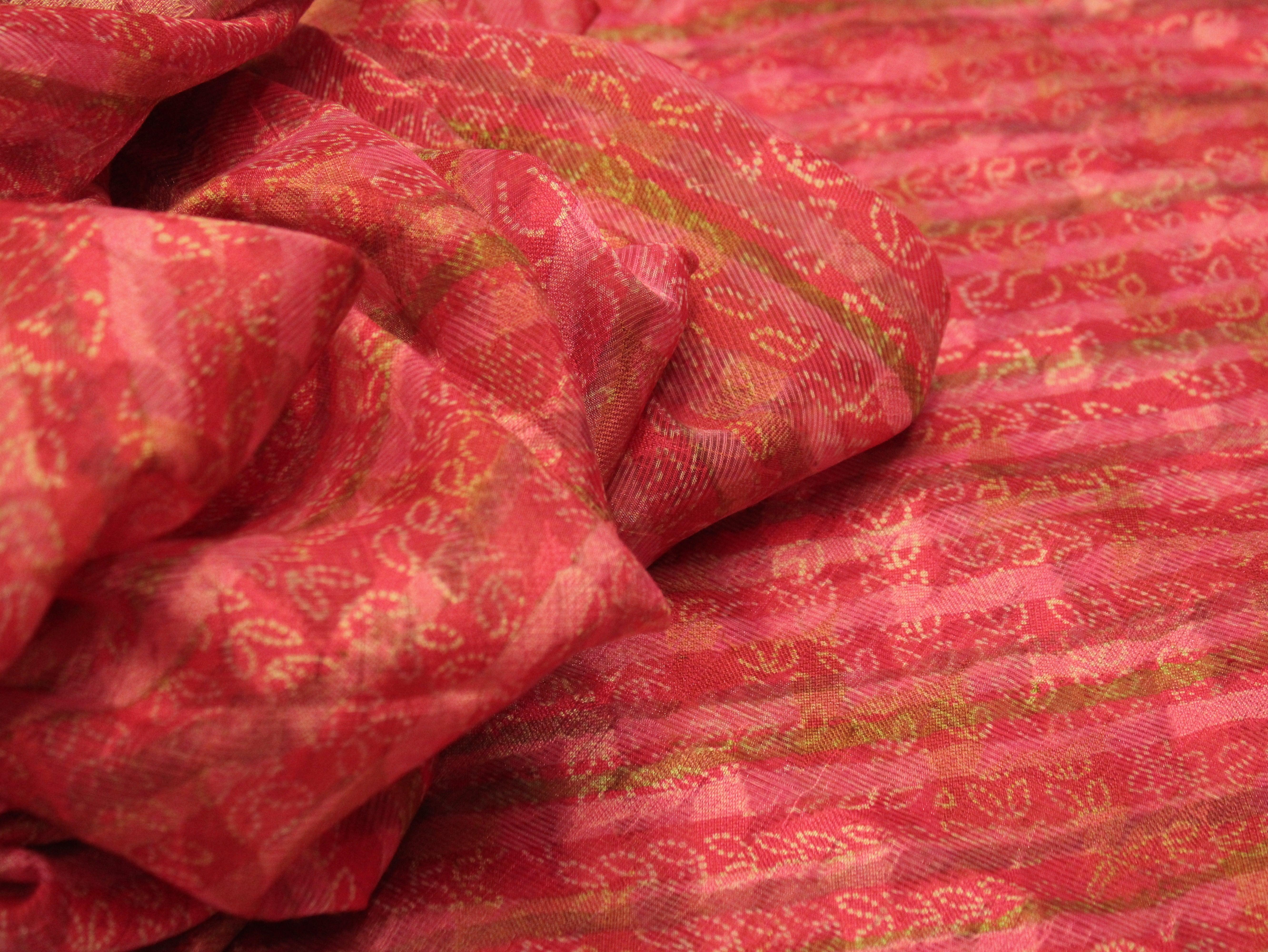 Digital Print Doria Silk Fabric - Rani - M'Foks