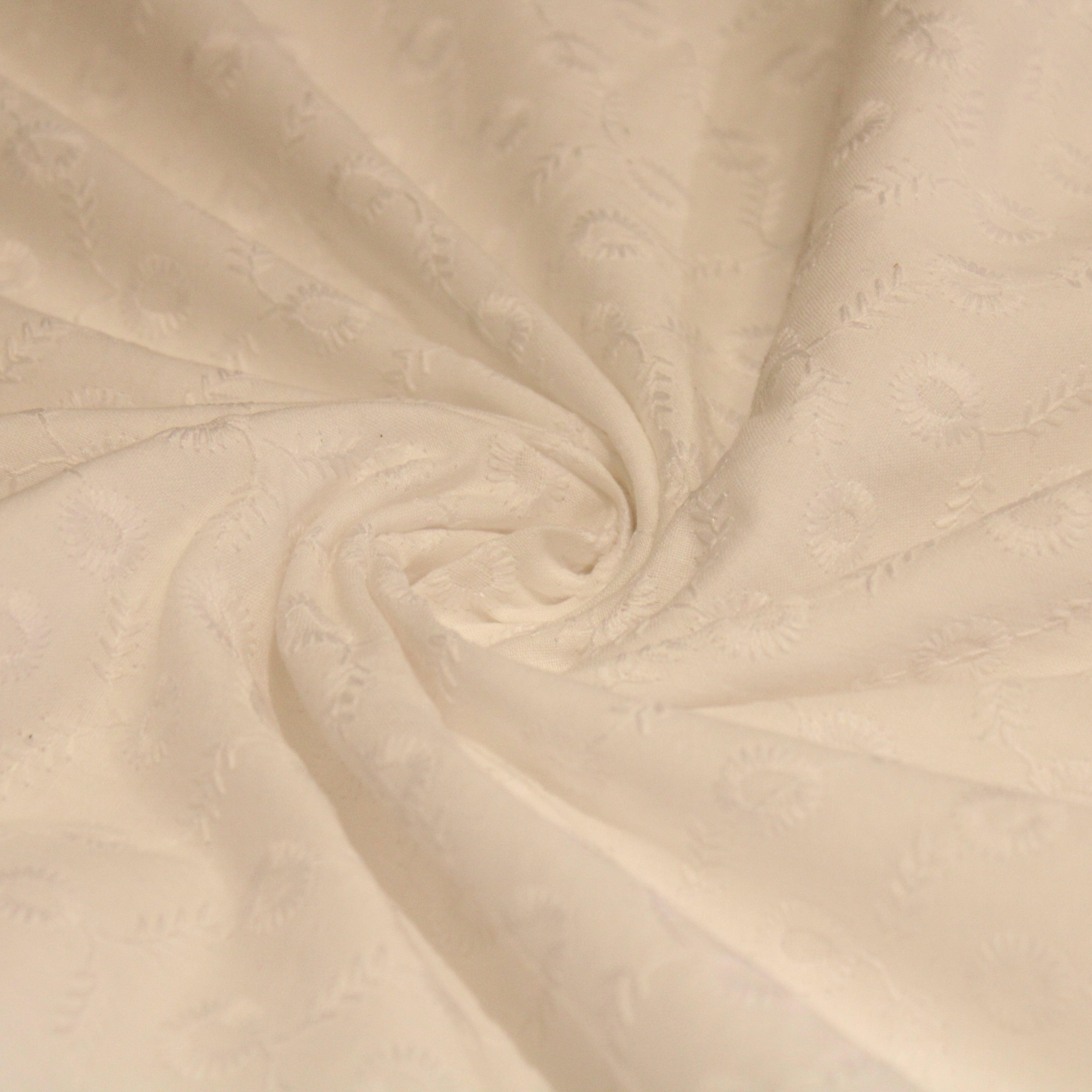 Dream weave - Natural Cotton White Embroidery Fabric - M'Foks