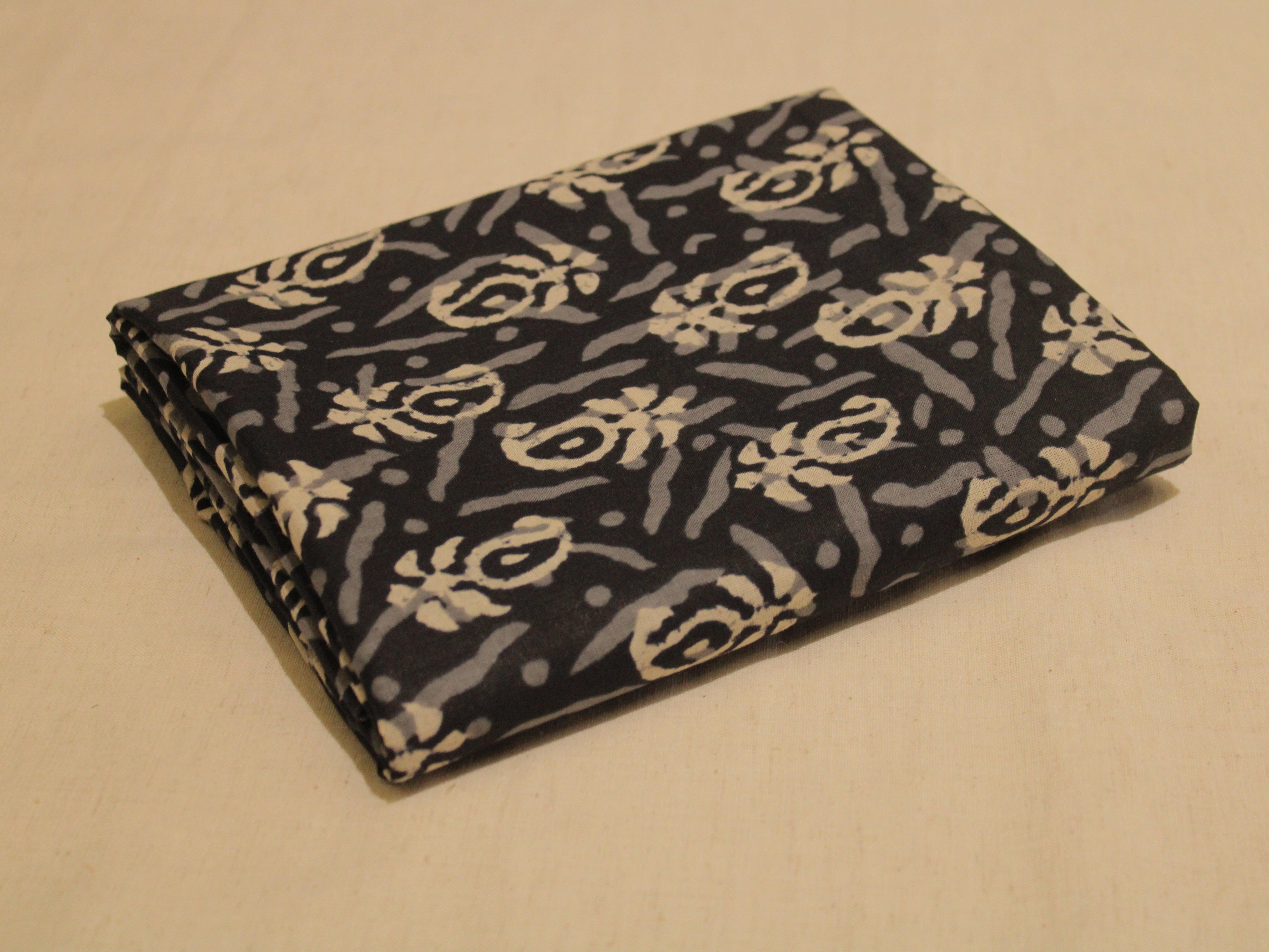 Euphoric - Cotton Hand block Printed Fabric by M'Foks - Black - M'Foks