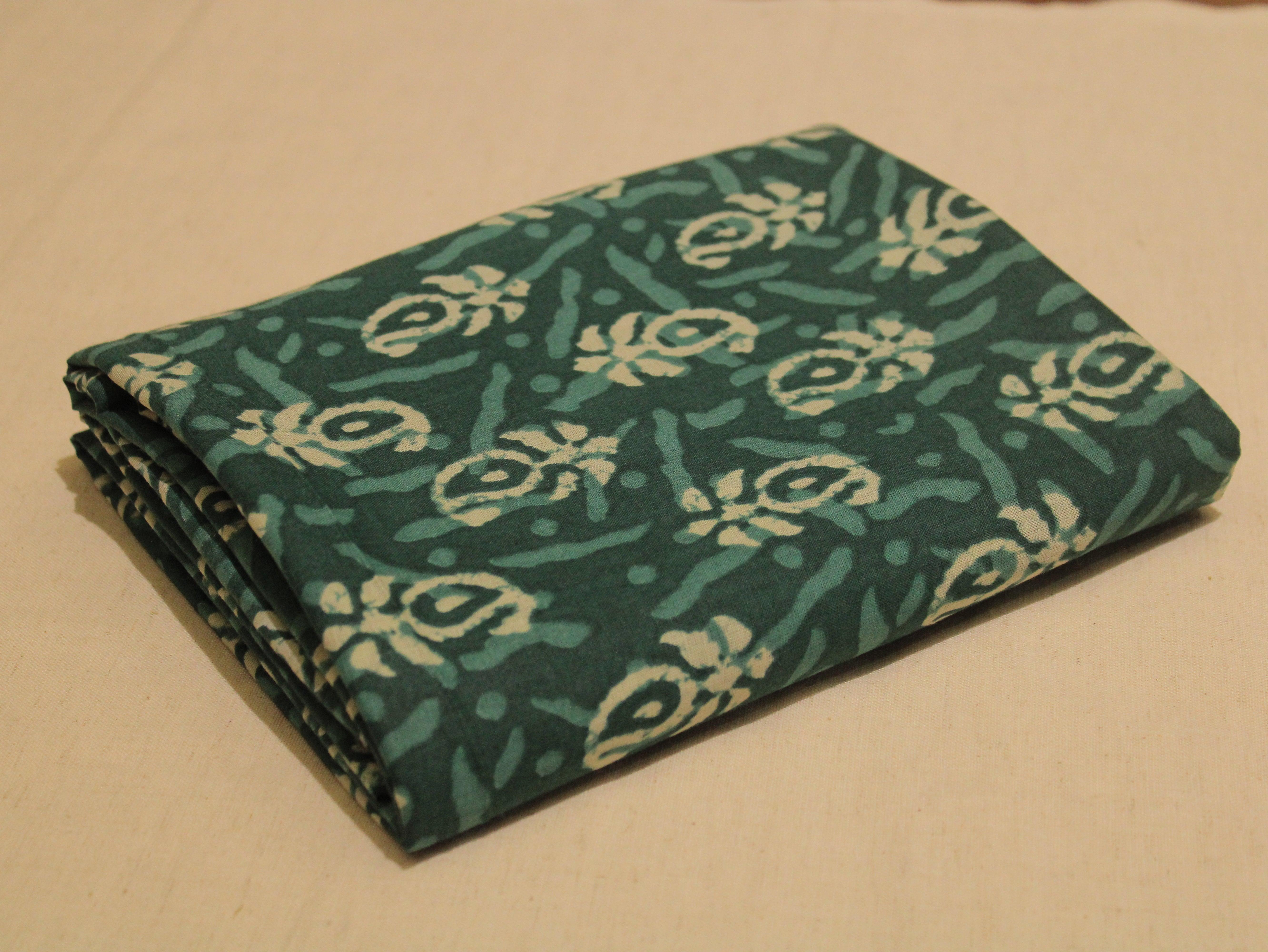 Euphoric - Cotton Hand block Printed Fabric by M'Foks - Green - M'Foks