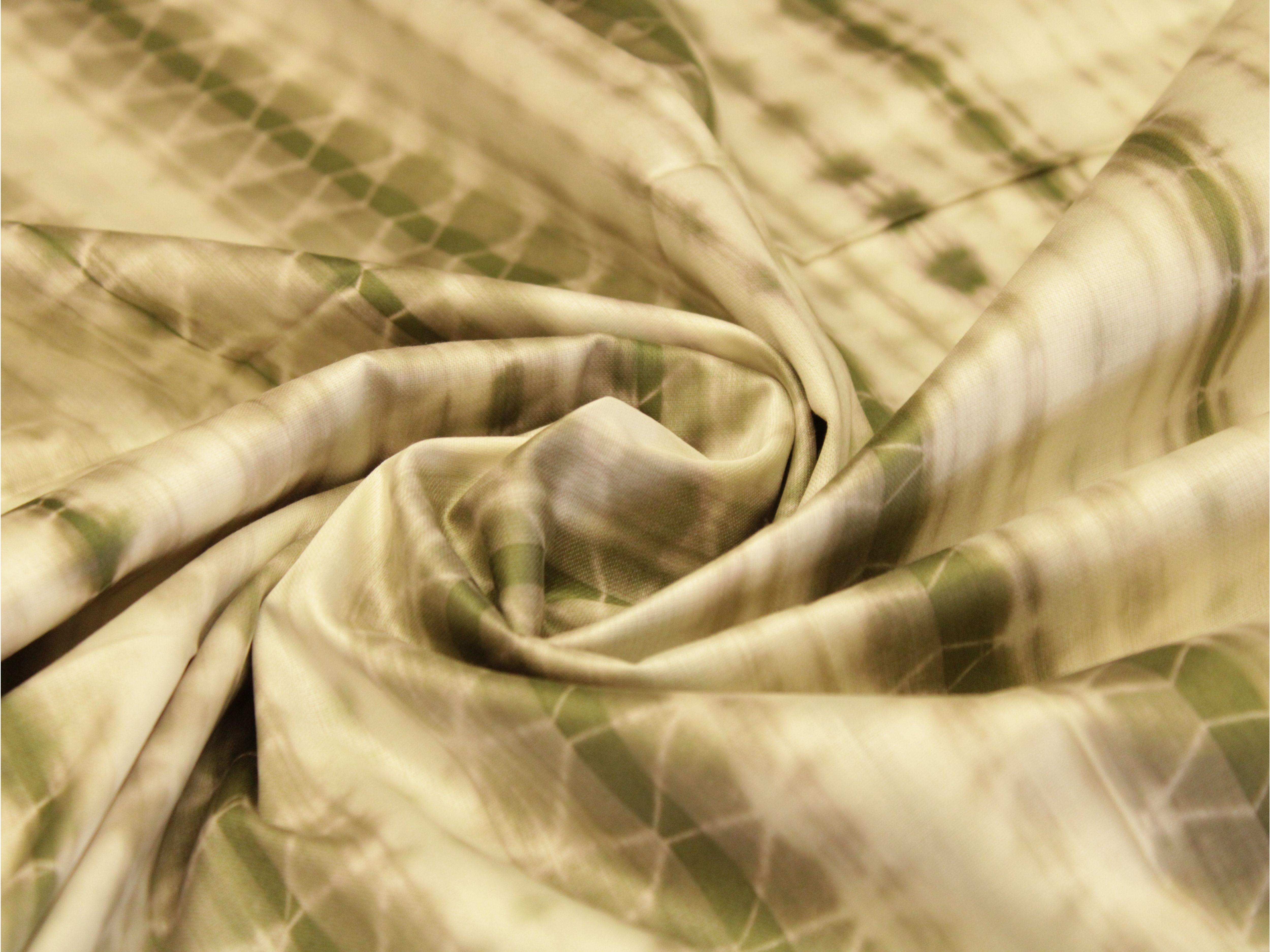 Fusion: Cotton Satin Shibori Printed Fabric - Dusty Green - M'Foks