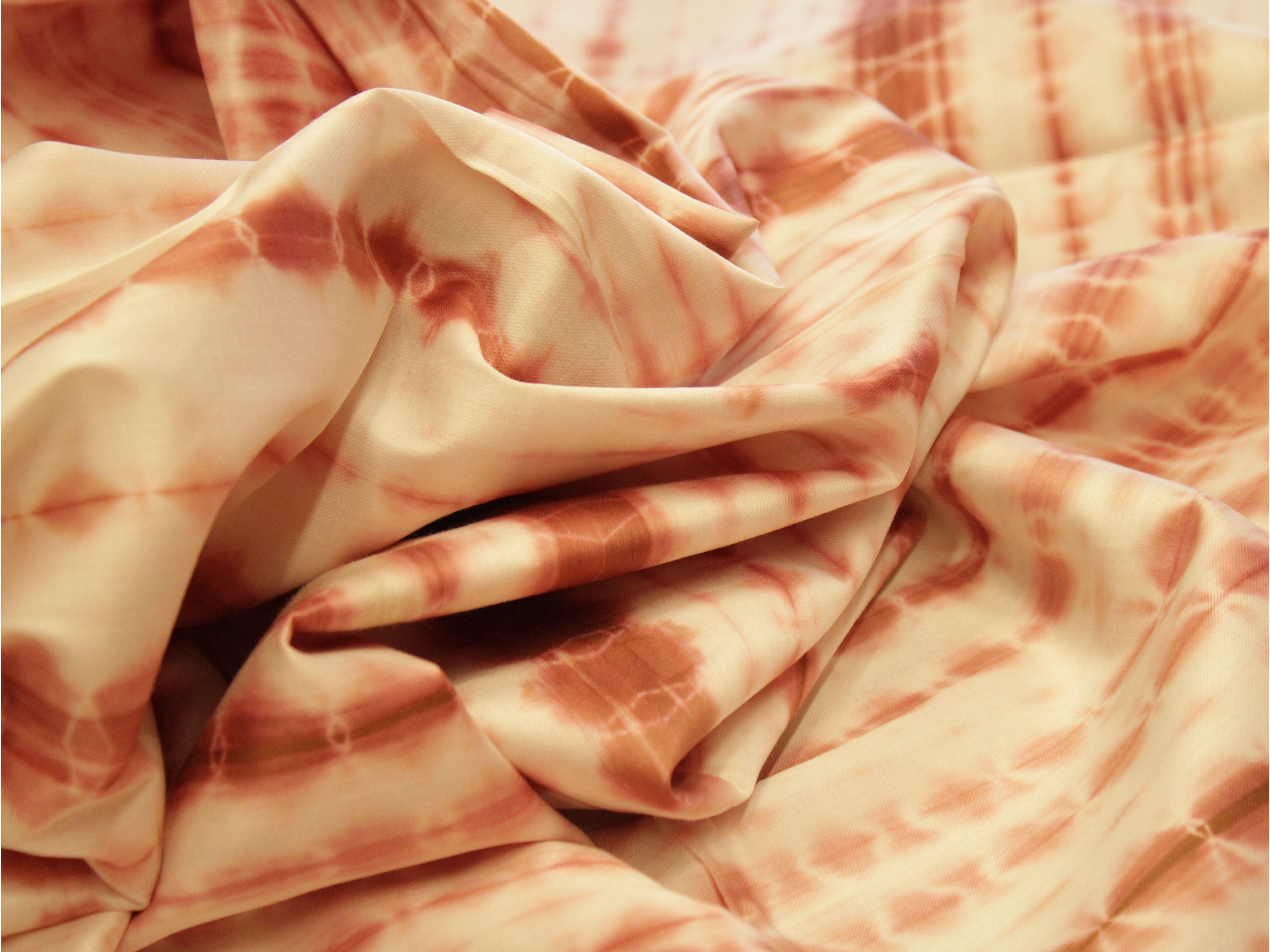Fusion: Cotton Satin Shibori Printed Fabric - Rusty Peach - M'Foks
