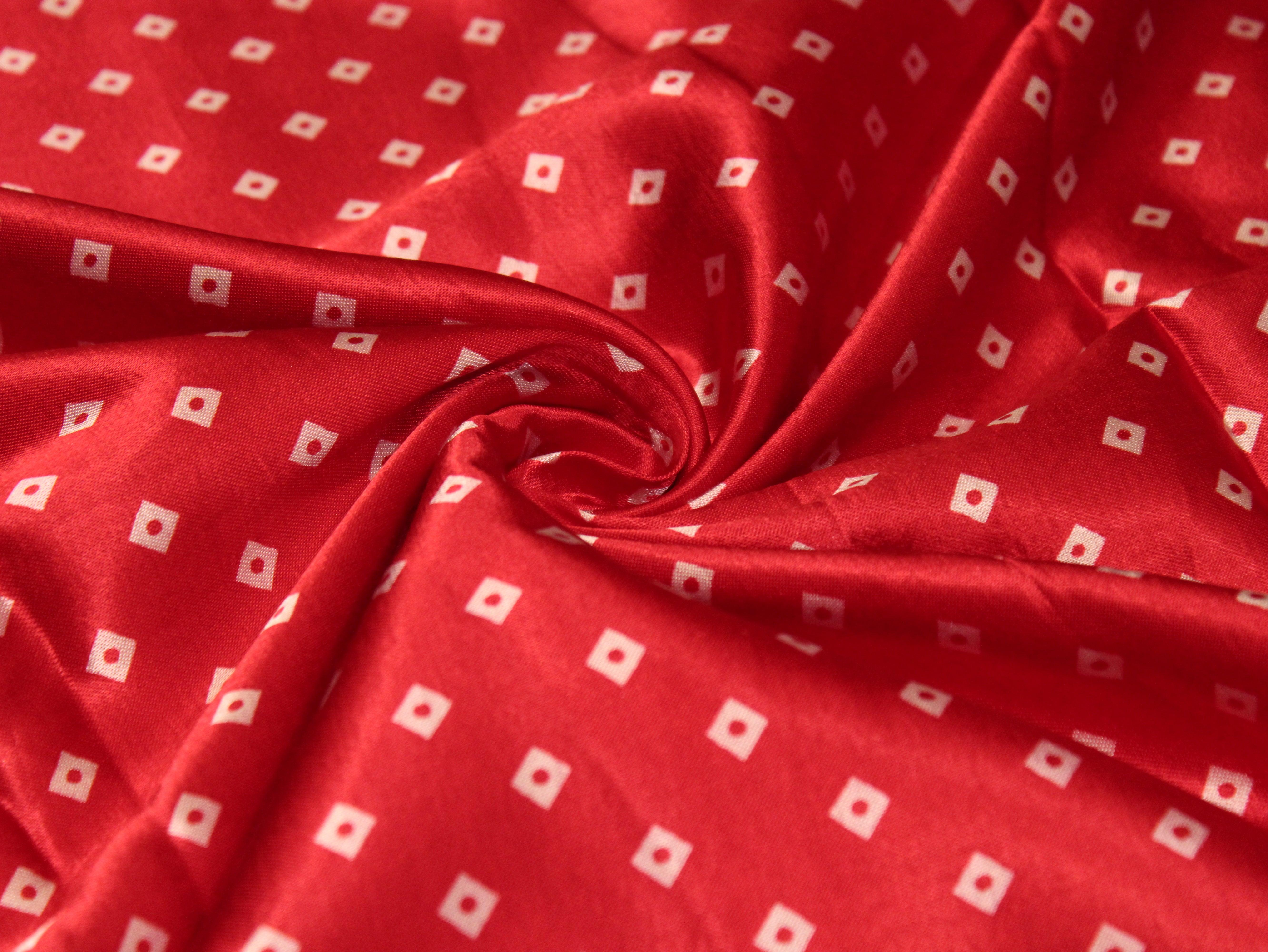 Gaji : Vintage Bandhani Print Fabric - Red - M'Foks
