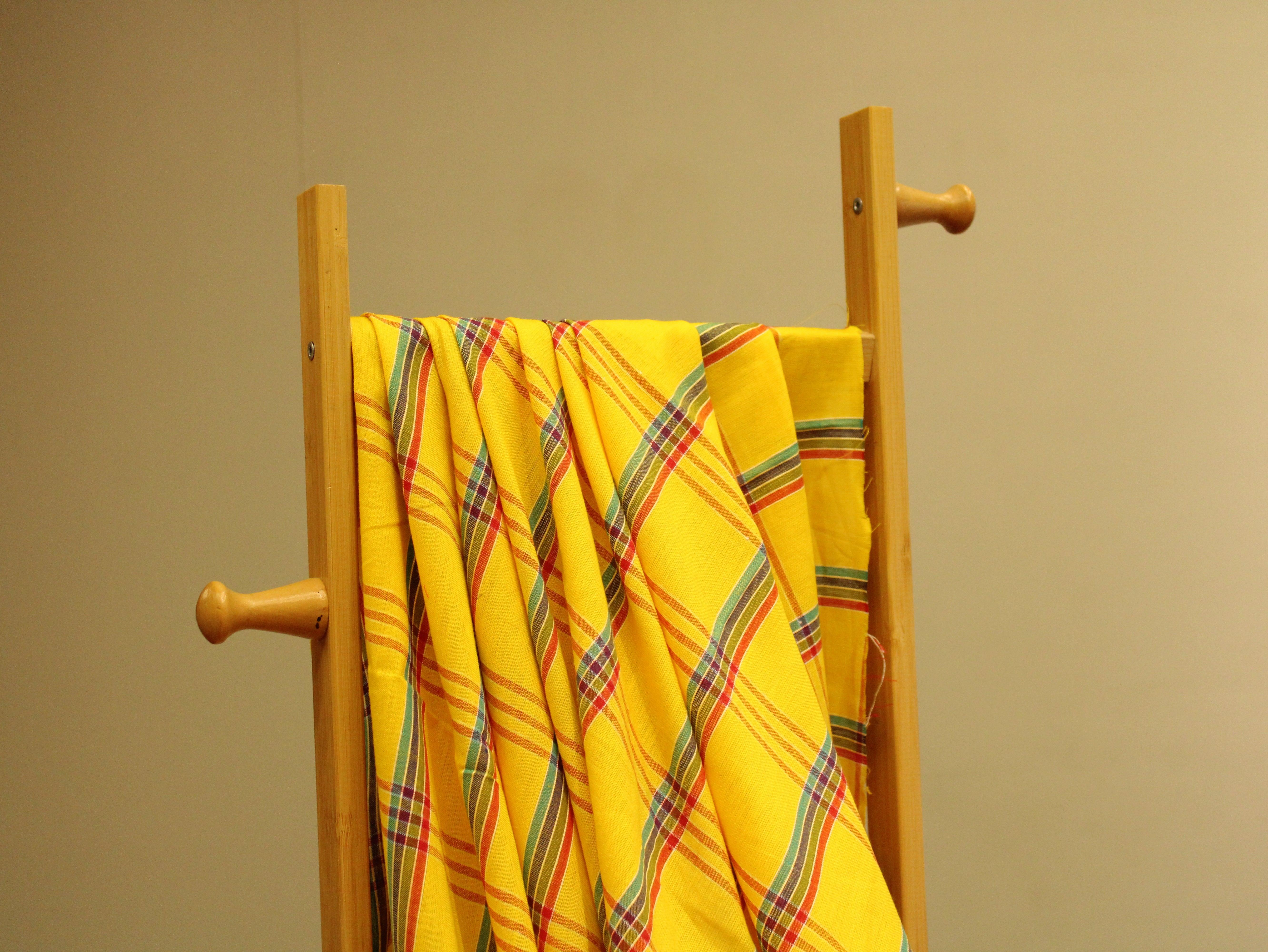 Handloom Cotton Woven Fabric - Yellow - M'Foks